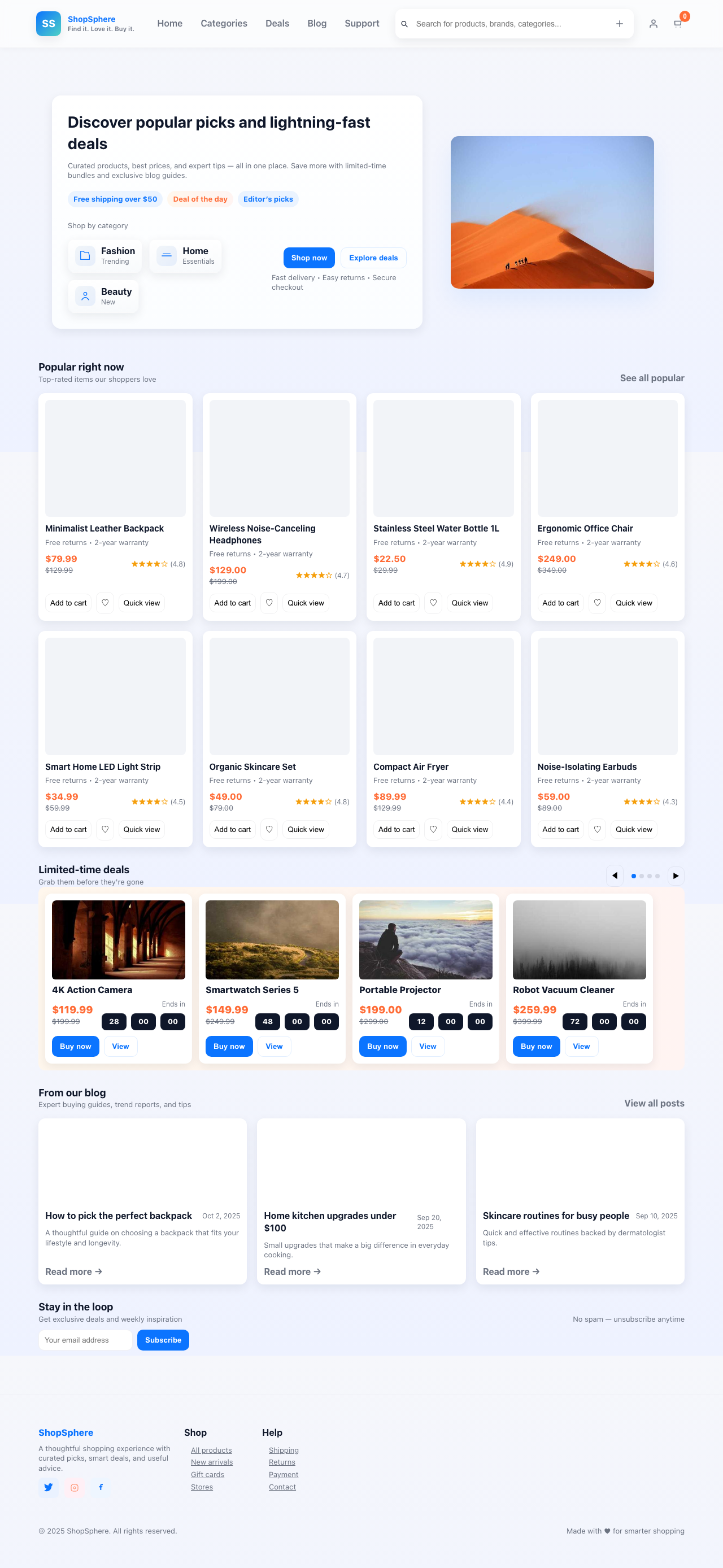 Screenshot sample 41 for shopping-home-page / GPT-5 Mini