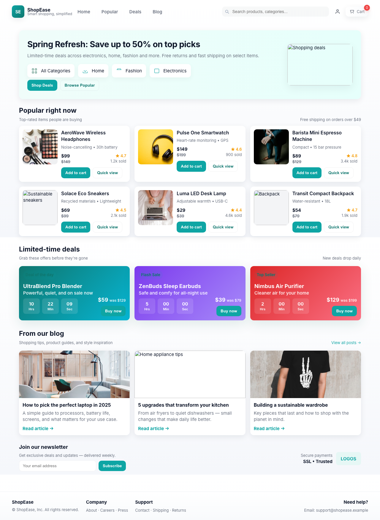 Screenshot sample 43 for shopping-home-page / GPT-5 Mini