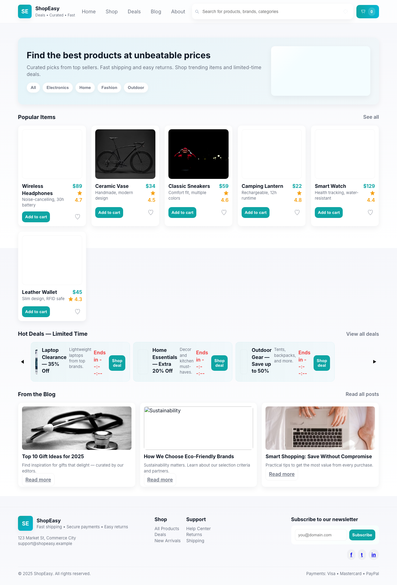 Screenshot sample 5 for shopping-home-page / GPT-5 Mini