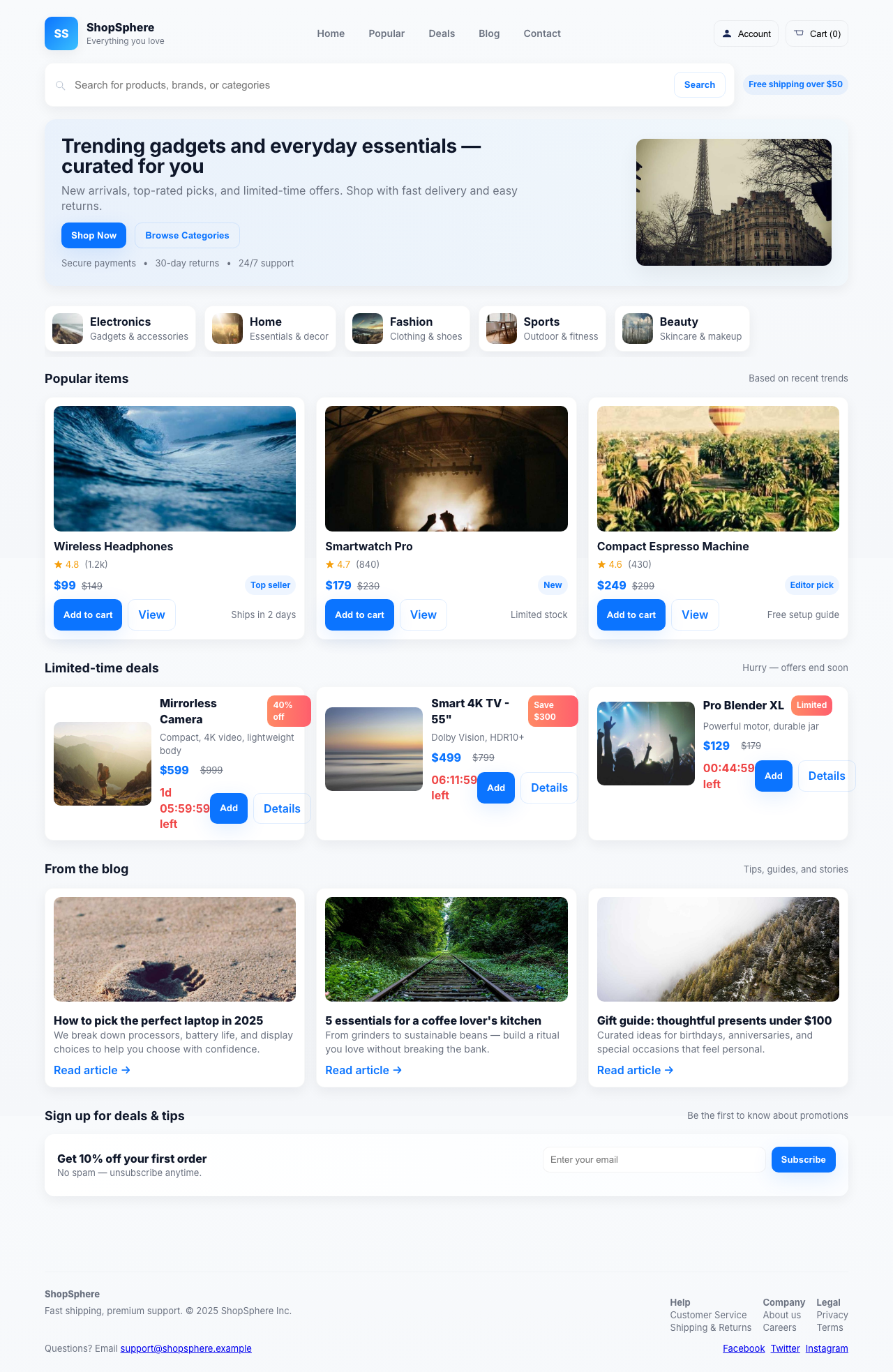 Screenshot sample 55 for shopping-home-page / GPT-5 Mini