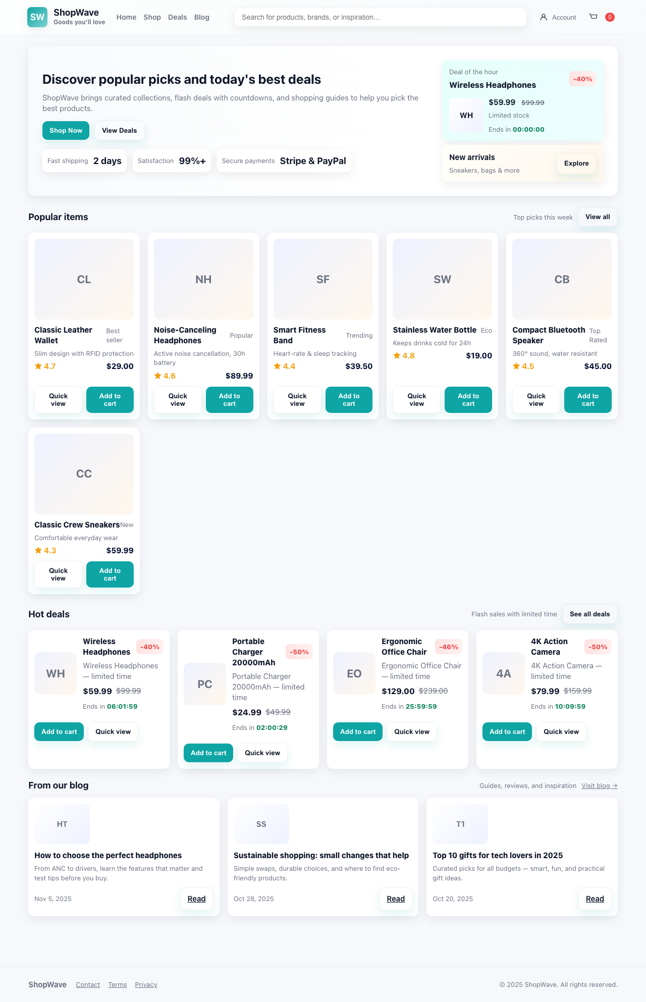 Screenshot sample 58 for shopping-home-page / GPT-5 Mini