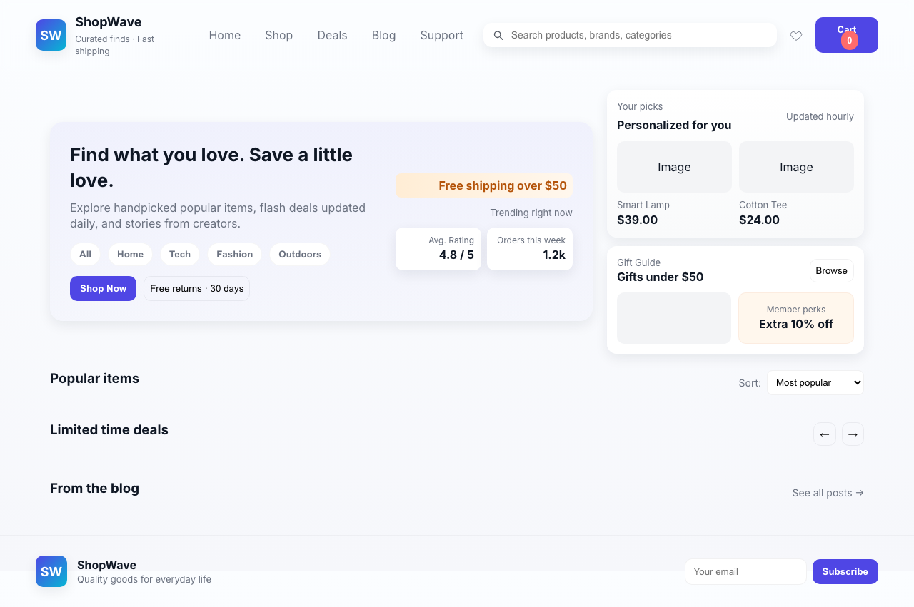 Screenshot sample 60 for shopping-home-page / GPT-5 Mini