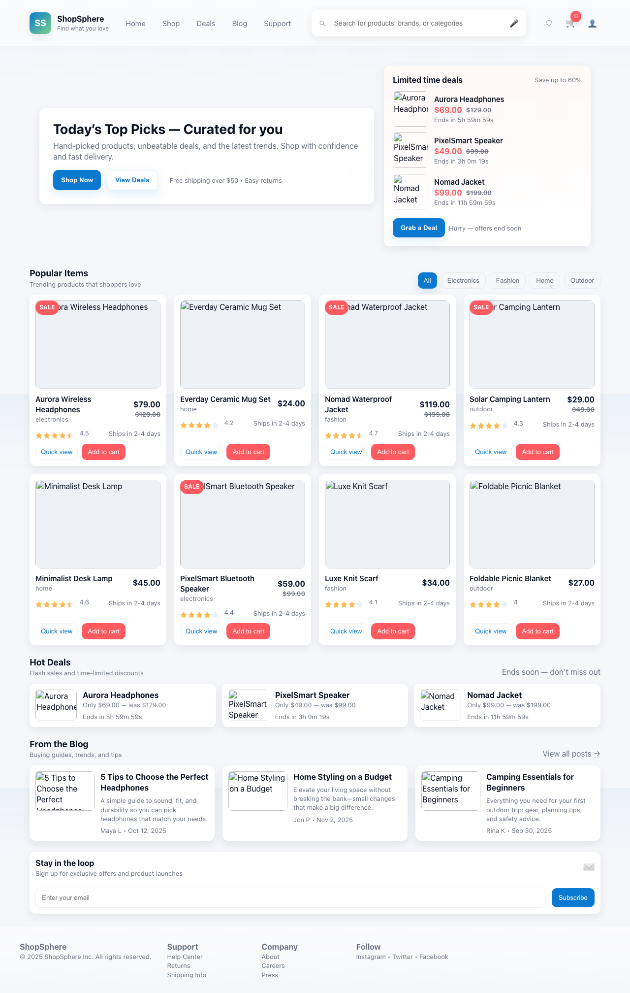 Screenshot sample 62 for shopping-home-page / GPT-5 Mini