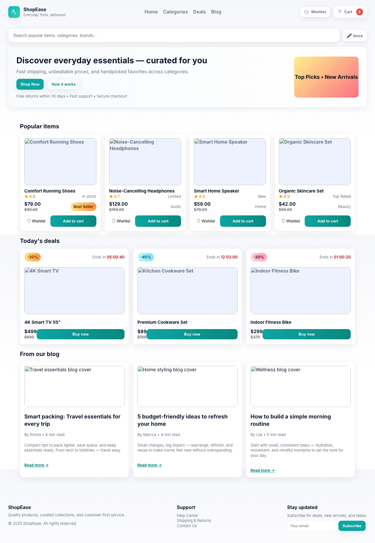 Screenshot sample 7 for shopping-home-page / GPT-5 Mini