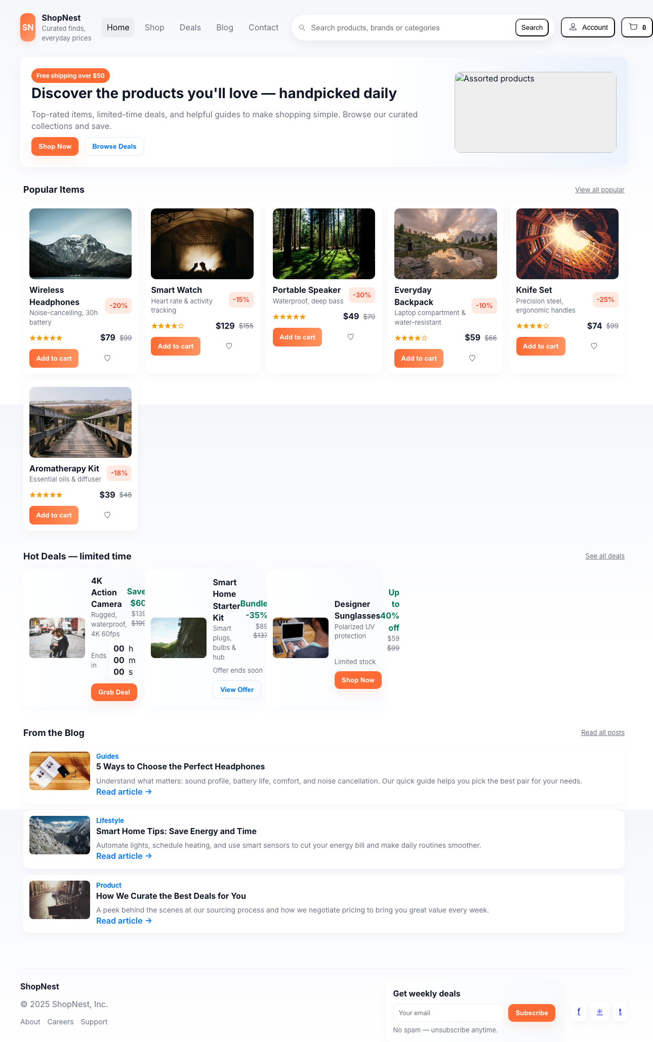 Screenshot sample 8 for shopping-home-page / GPT-5 Mini