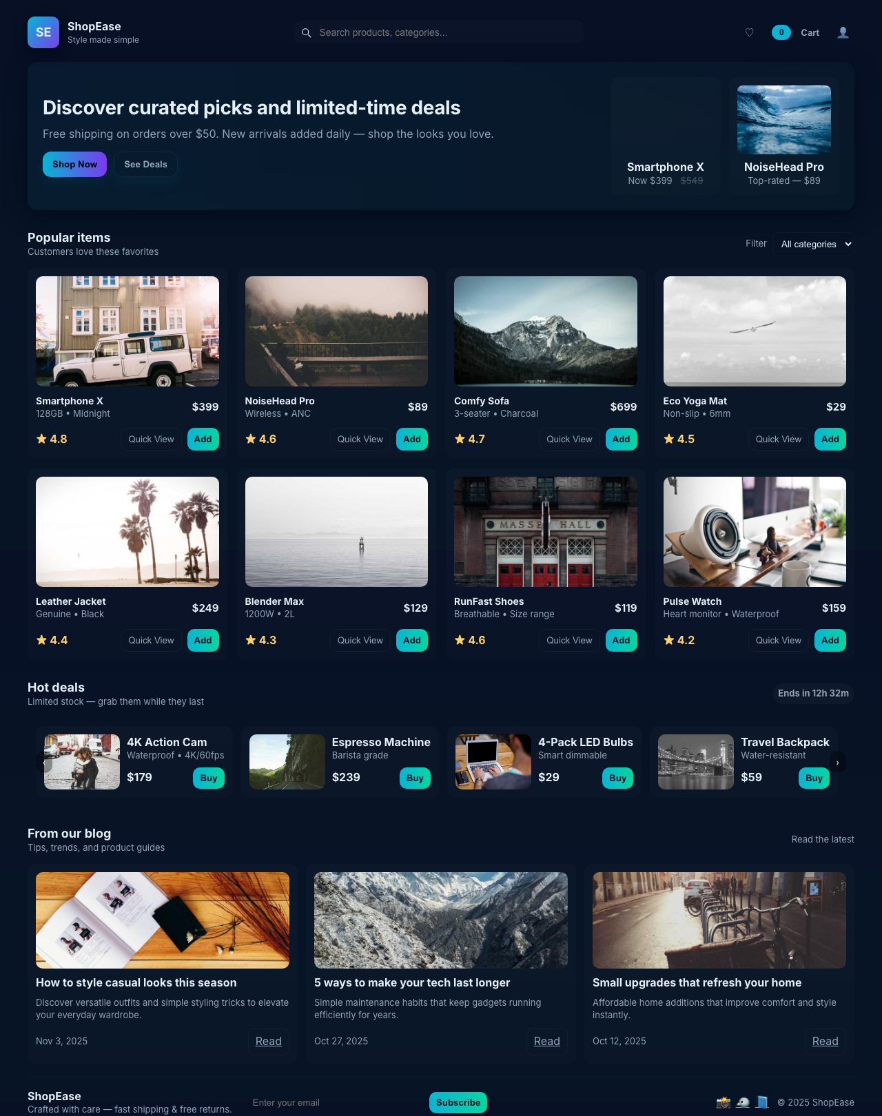Screenshot sample 80 for shopping-home-page / GPT-5 Mini