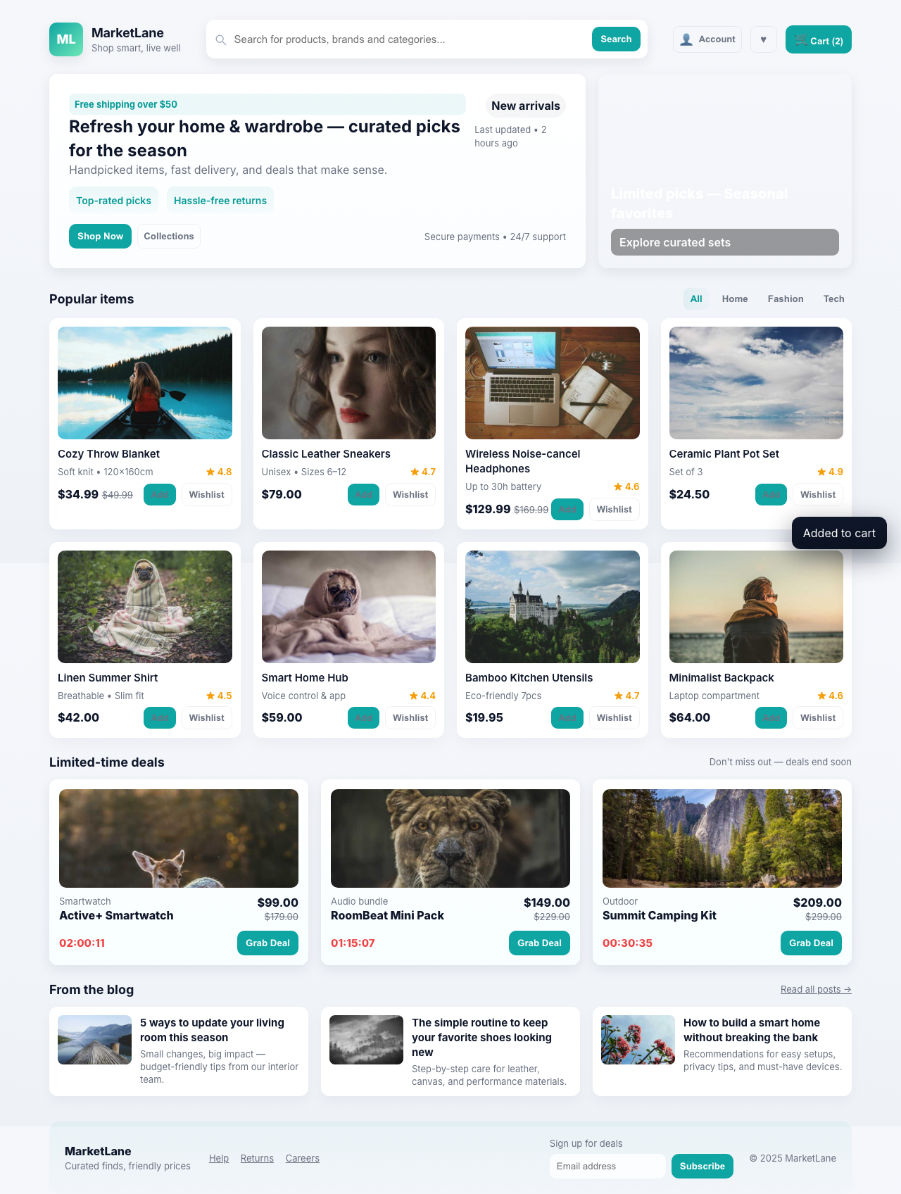 Screenshot sample 82 for shopping-home-page / GPT-5 Mini