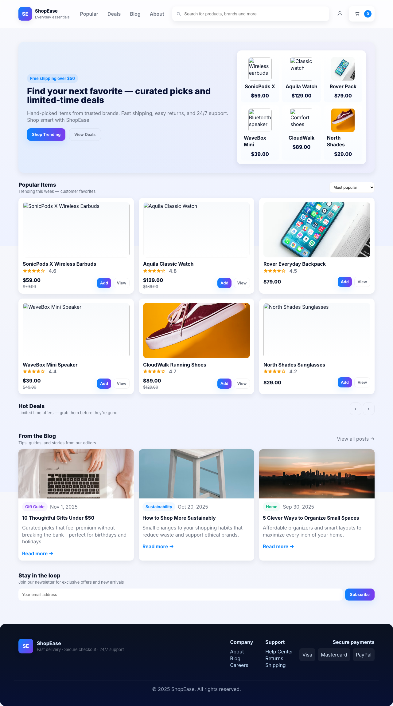 Screenshot sample 83 for shopping-home-page / GPT-5 Mini