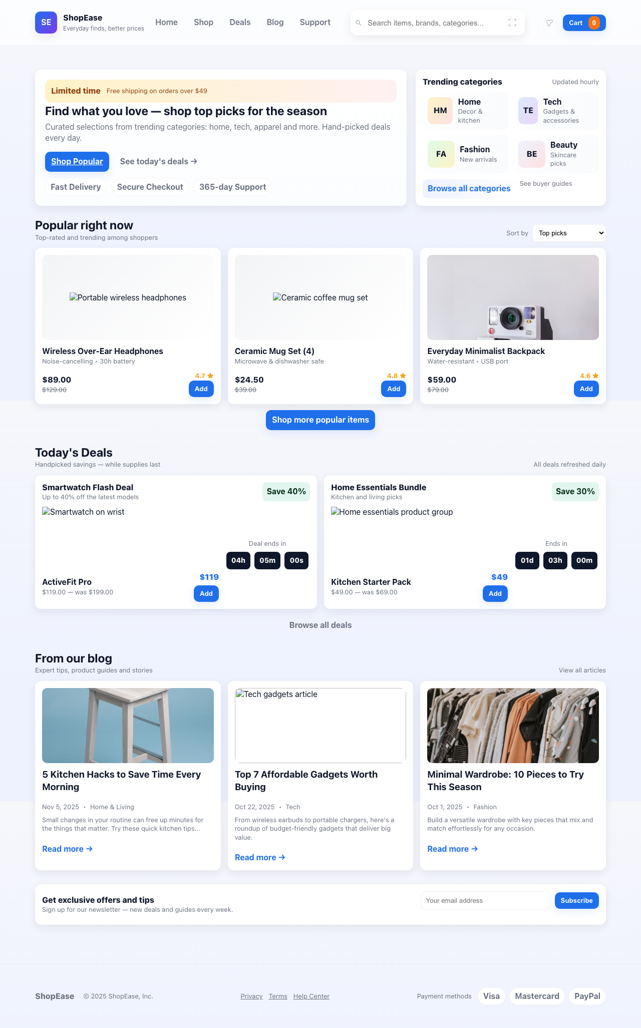Screenshot sample 85 for shopping-home-page / GPT-5 Mini