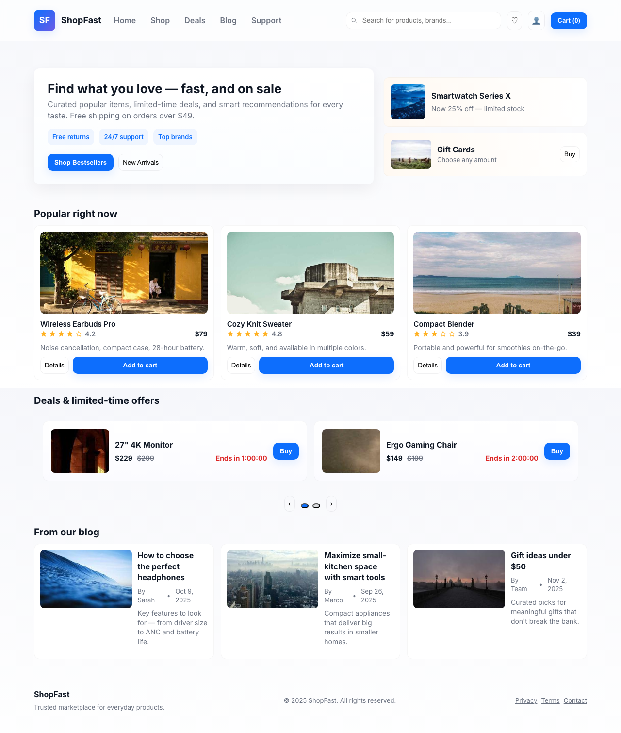 Screenshot sample 86 for shopping-home-page / GPT-5 Mini
