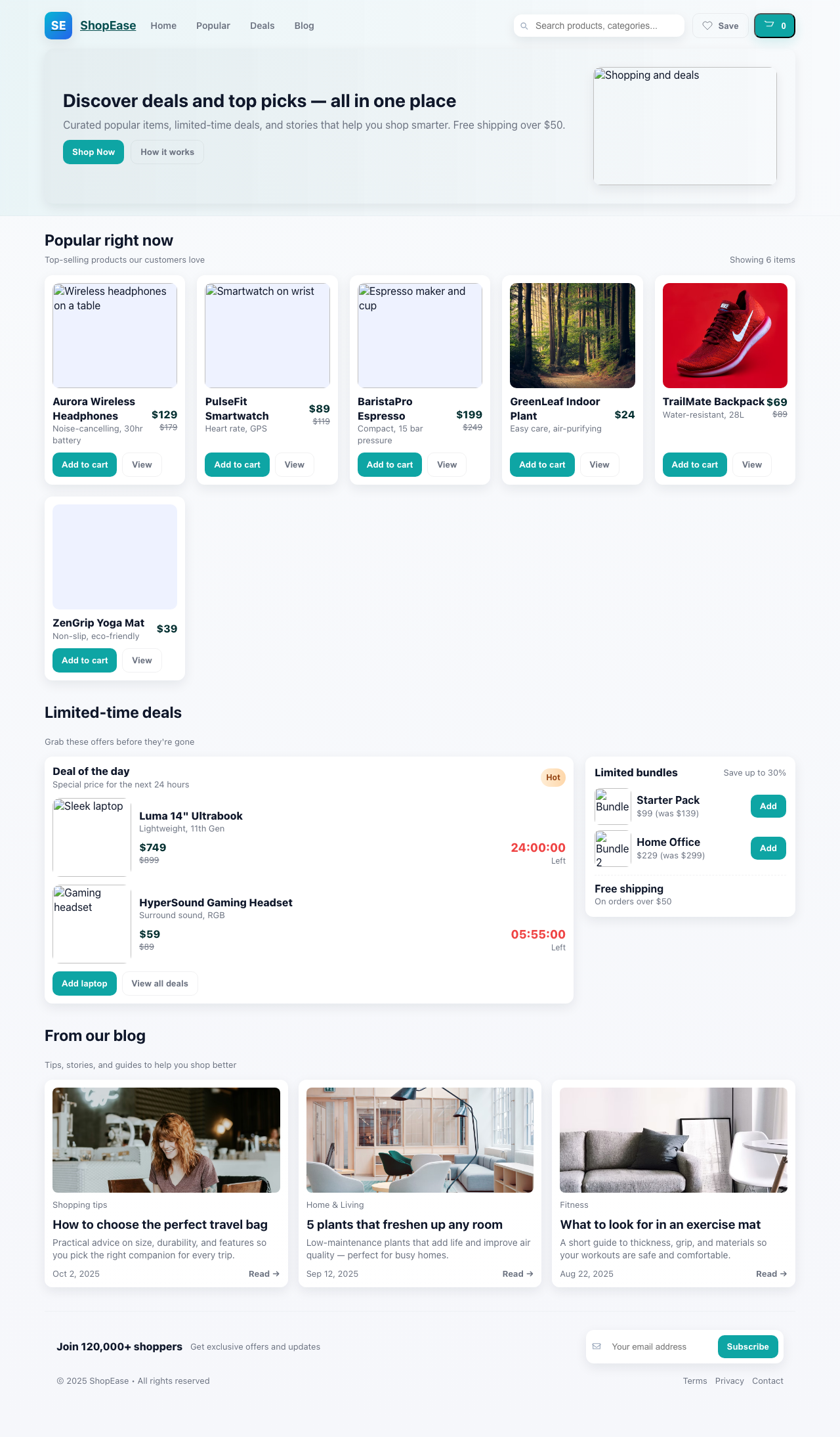 Screenshot sample 88 for shopping-home-page / GPT-5 Mini