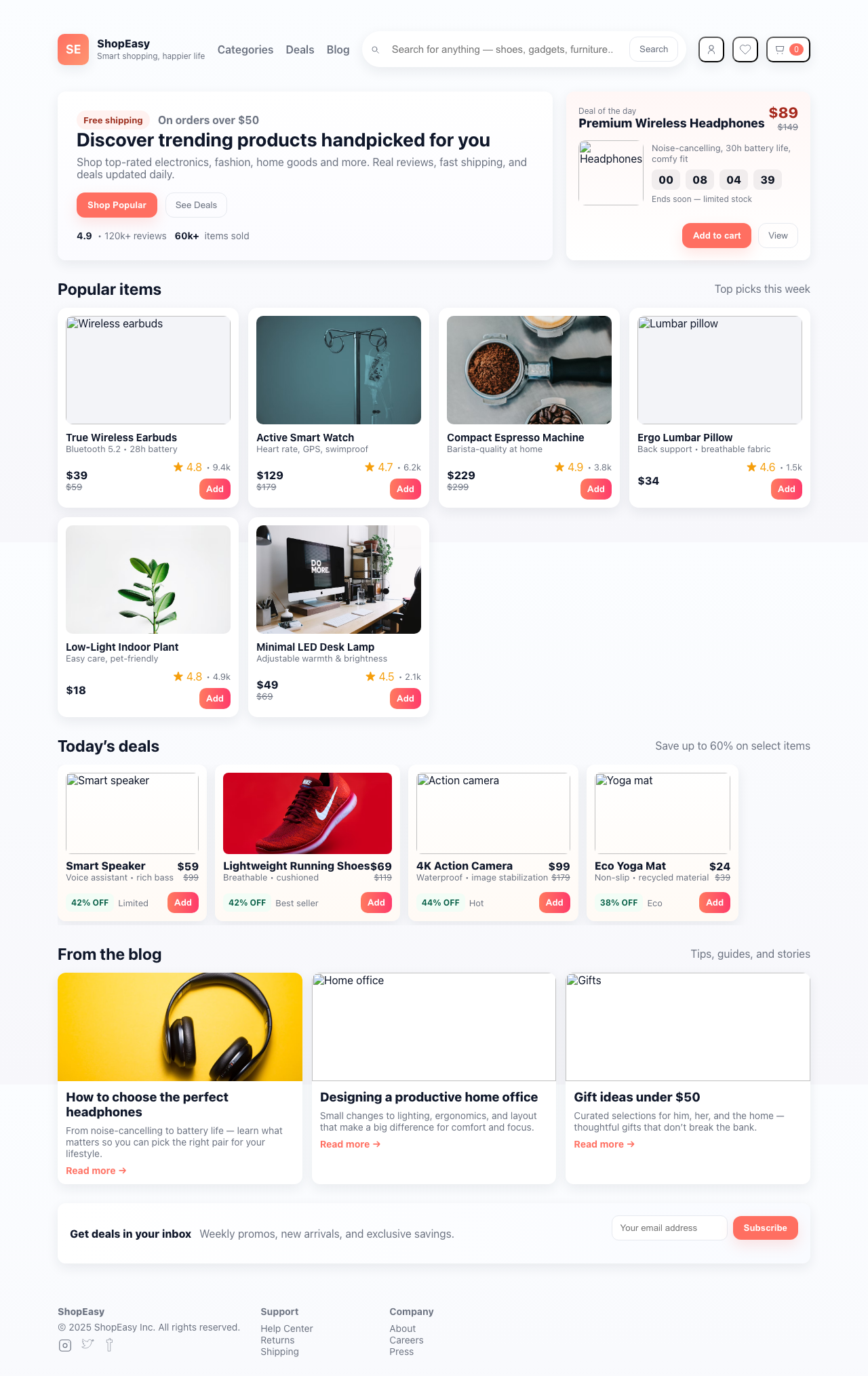 Screenshot sample 90 for shopping-home-page / GPT-5 Mini