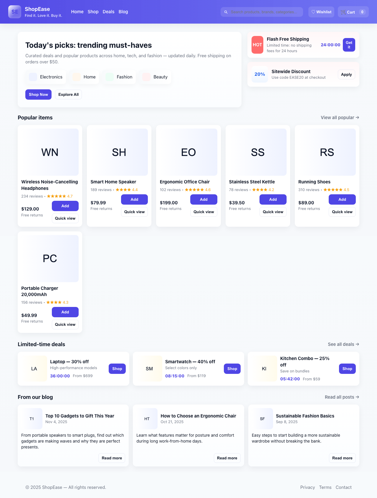 Screenshot sample 91 for shopping-home-page / GPT-5 Mini
