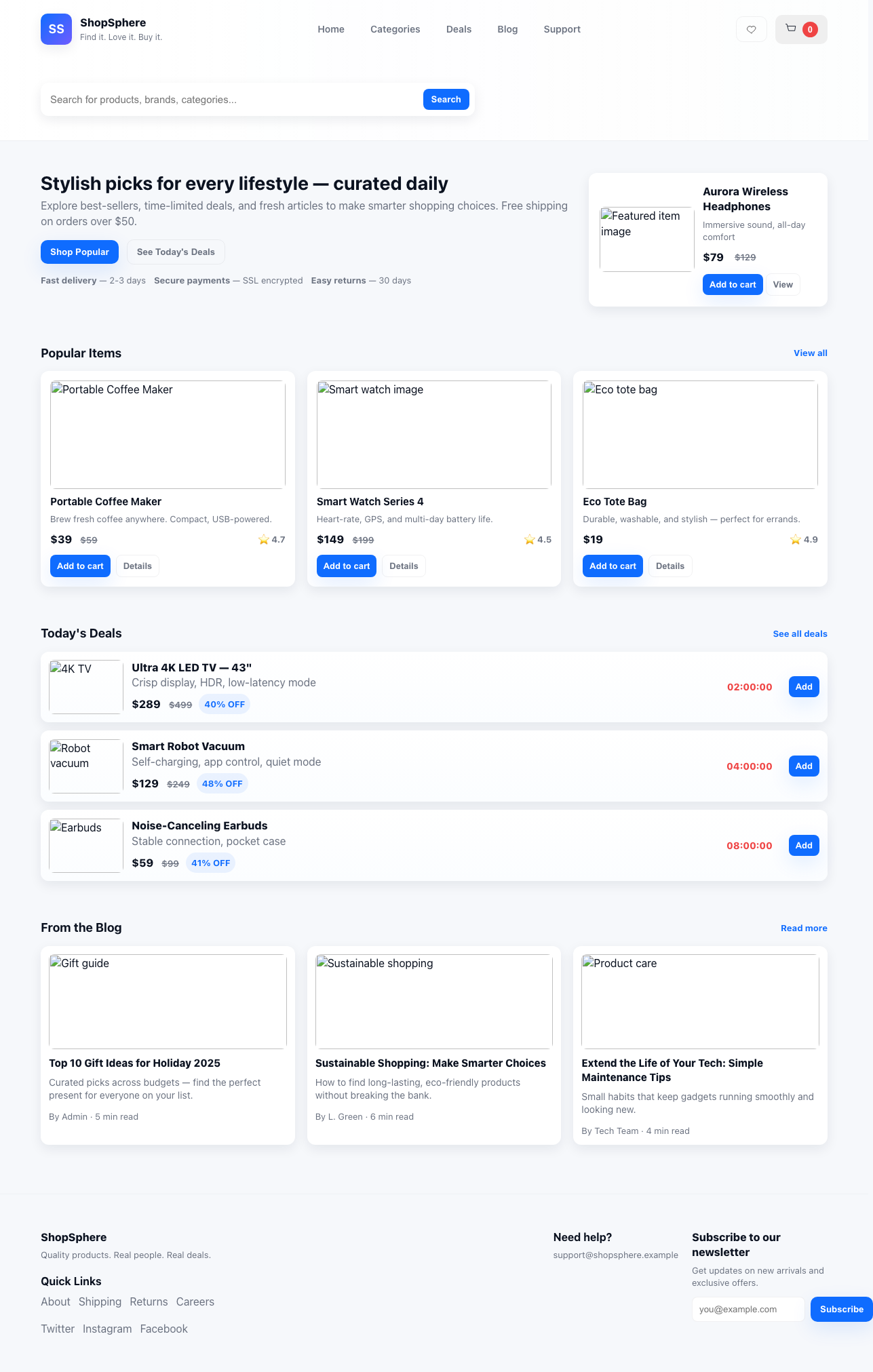 Screenshot sample 99 for shopping-home-page / GPT-5 Mini