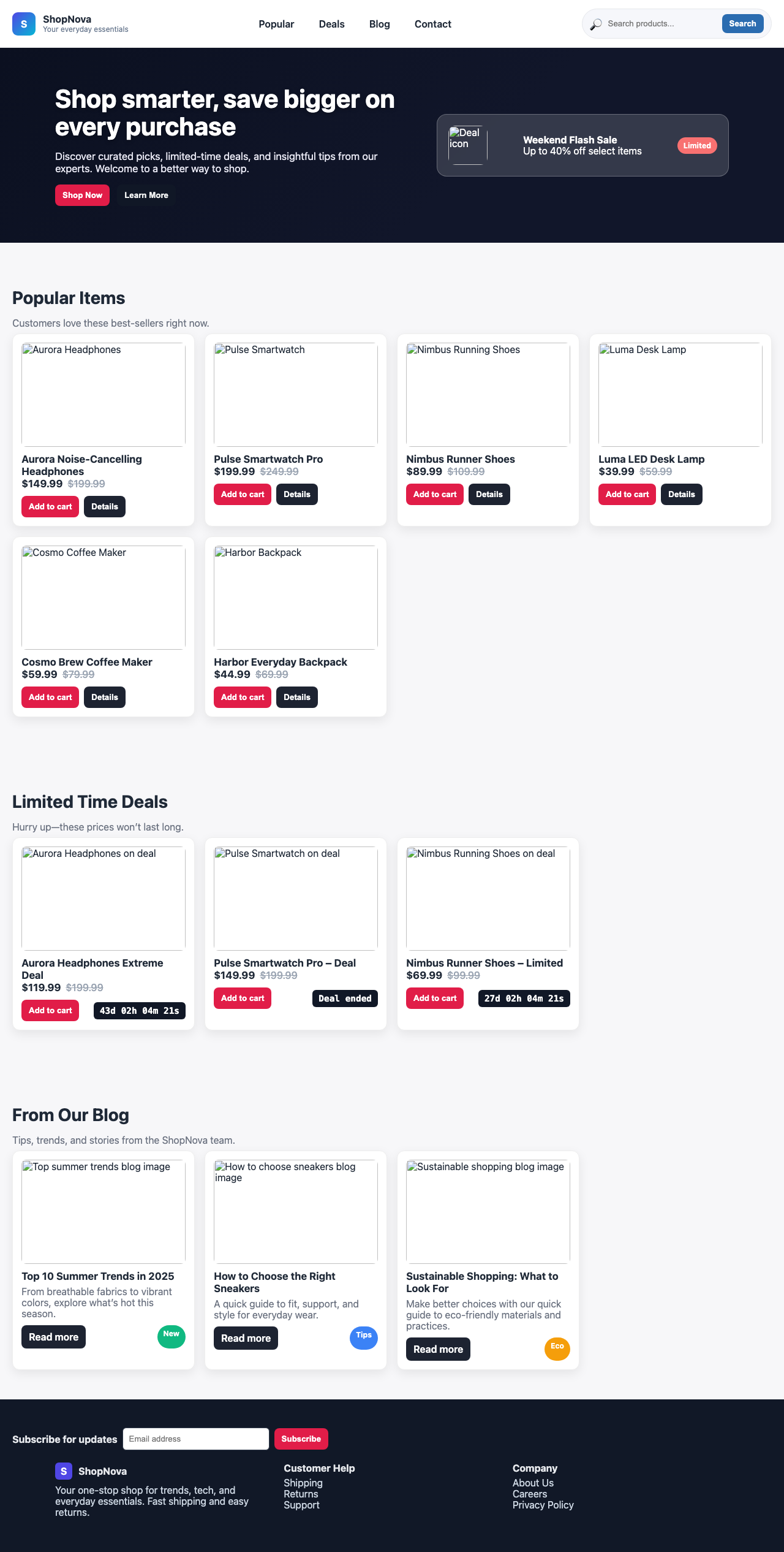 Screenshot sample 0 for shopping-home-page / GPT-5 Nano