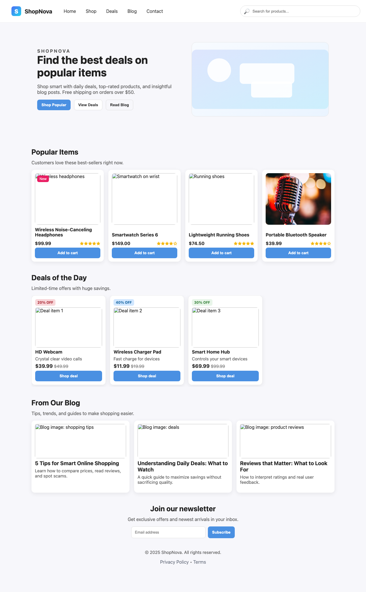 Screenshot sample 1 for shopping-home-page / GPT-5 Nano