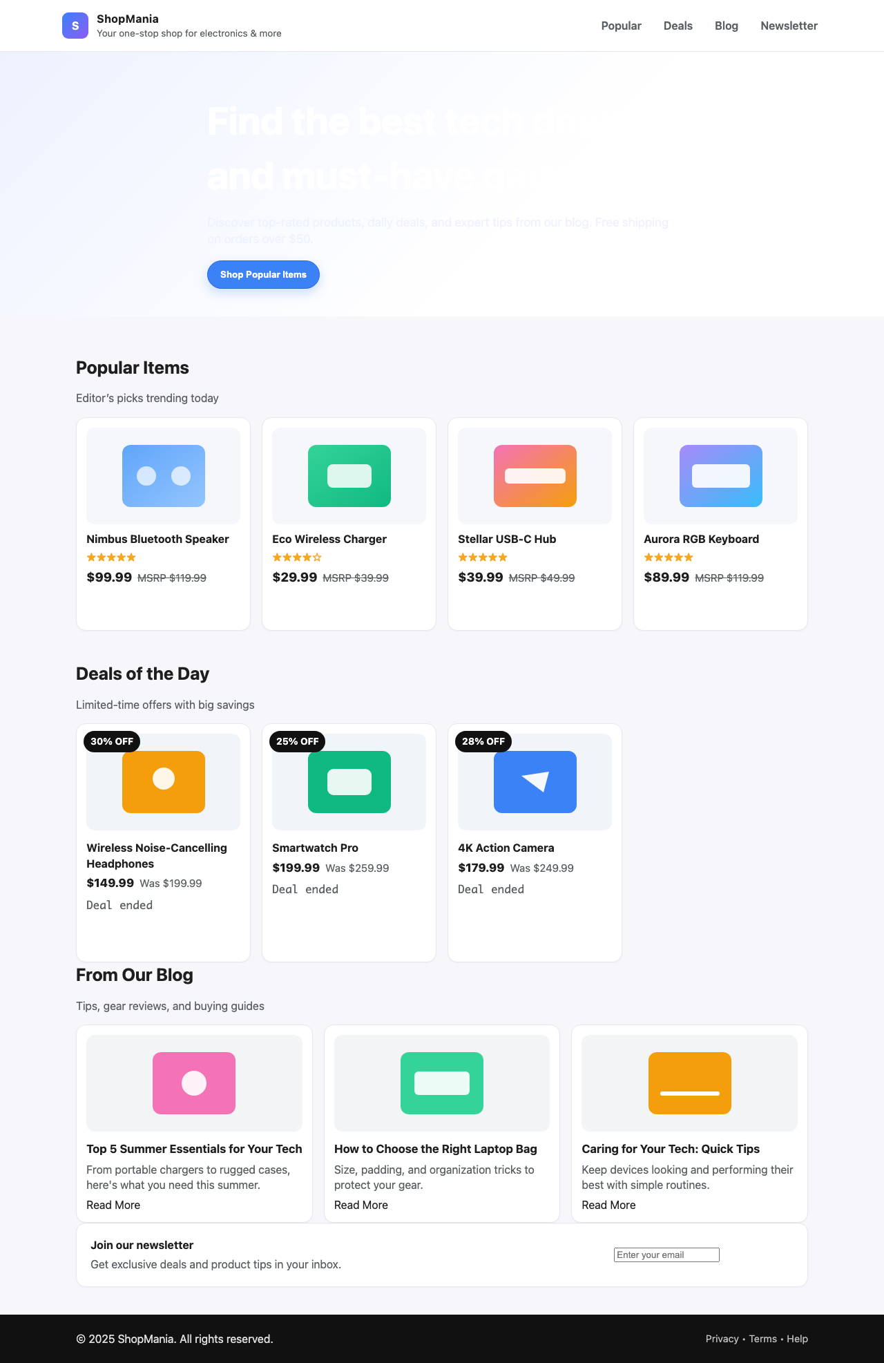 Screenshot sample 10 for shopping-home-page / GPT-5 Nano