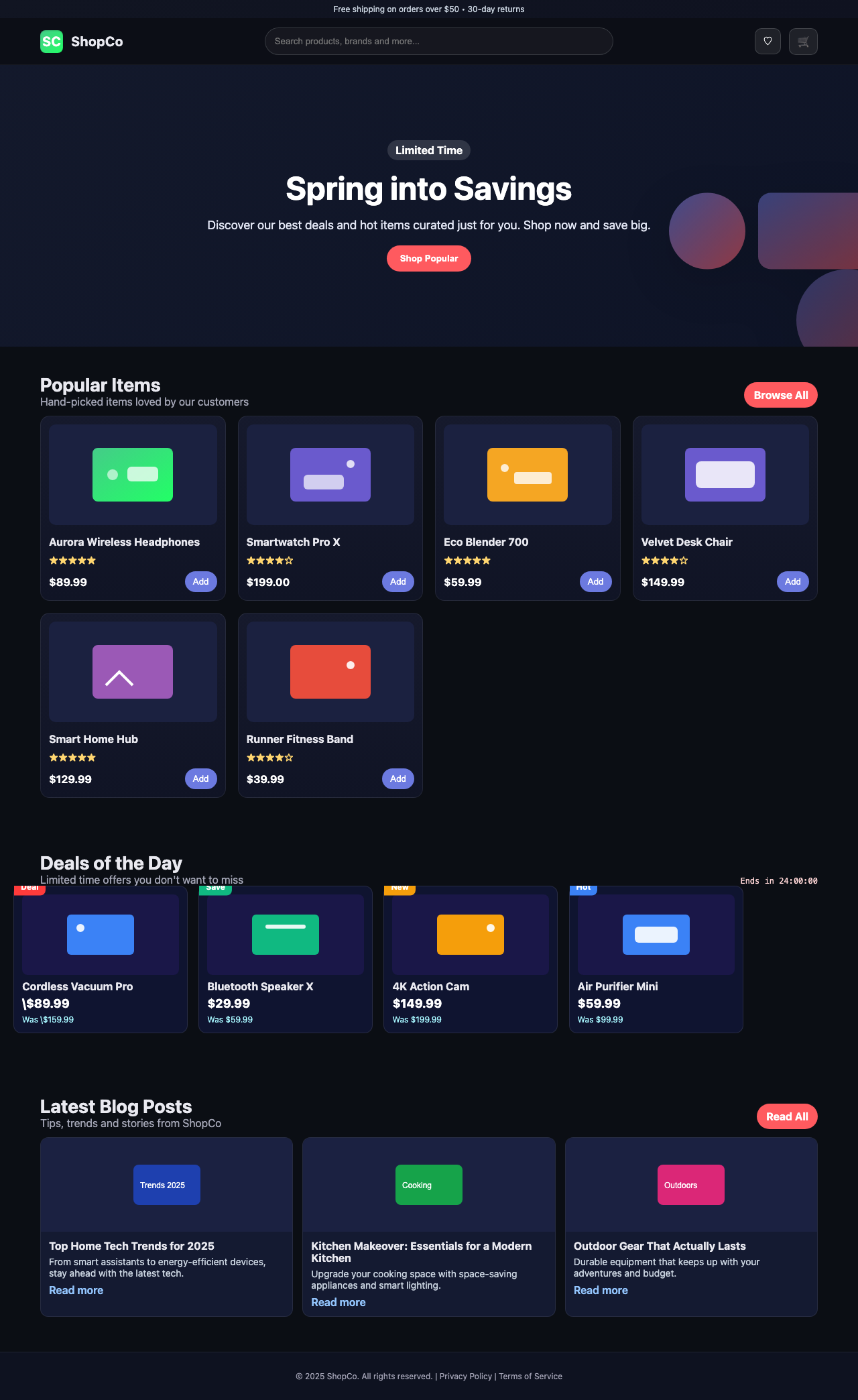 Screenshot sample 11 for shopping-home-page / GPT-5 Nano