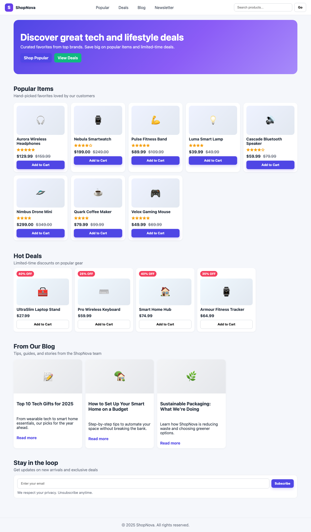 Screenshot sample 12 for shopping-home-page / GPT-5 Nano