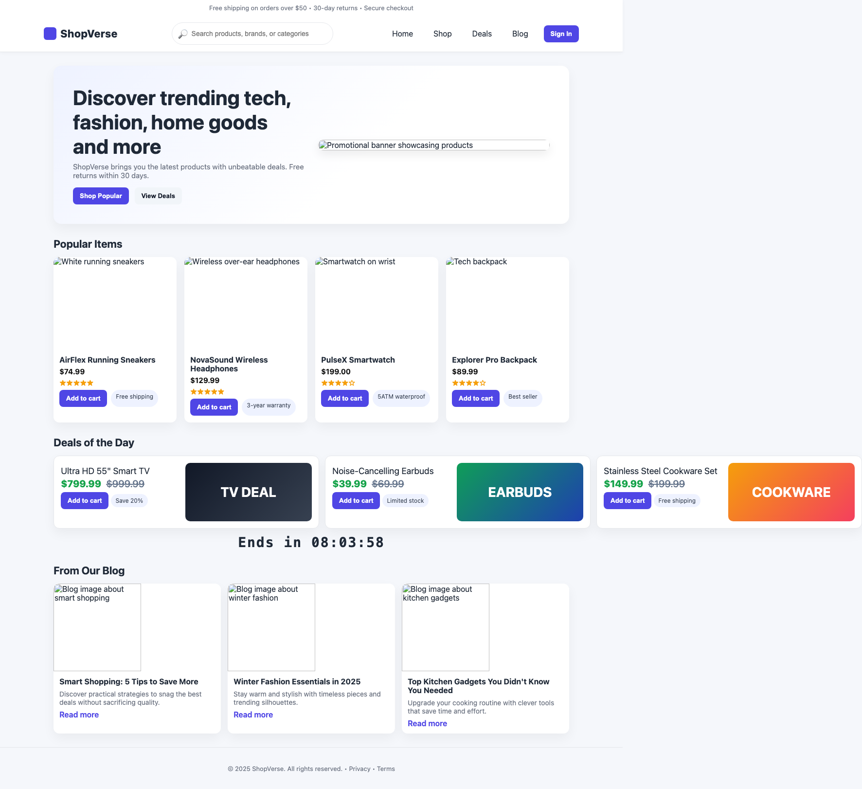 Screenshot sample 16 for shopping-home-page / GPT-5 Nano