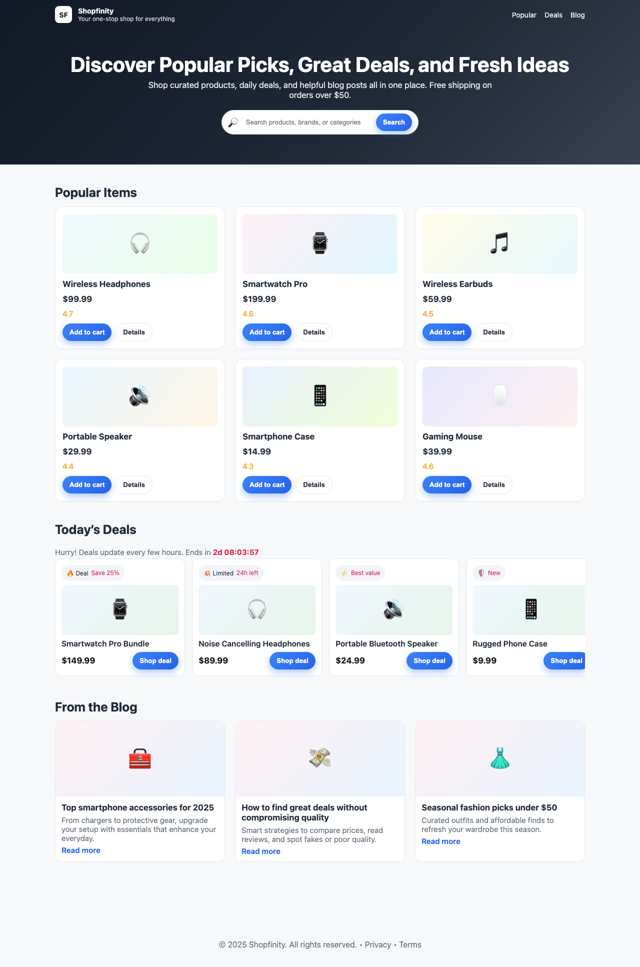 Screenshot sample 17 for shopping-home-page / GPT-5 Nano