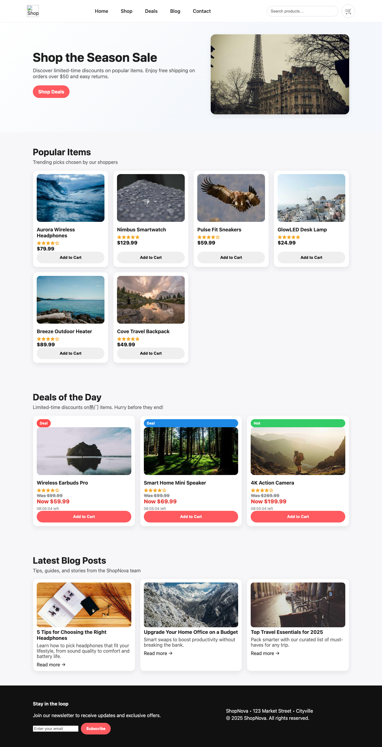Screenshot sample 20 for shopping-home-page / GPT-5 Nano
