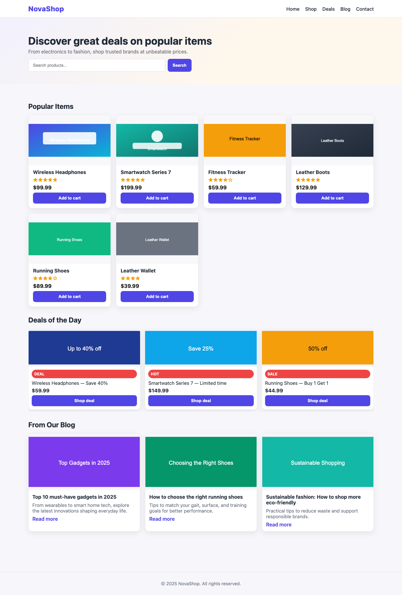 Screenshot sample 21 for shopping-home-page / GPT-5 Nano