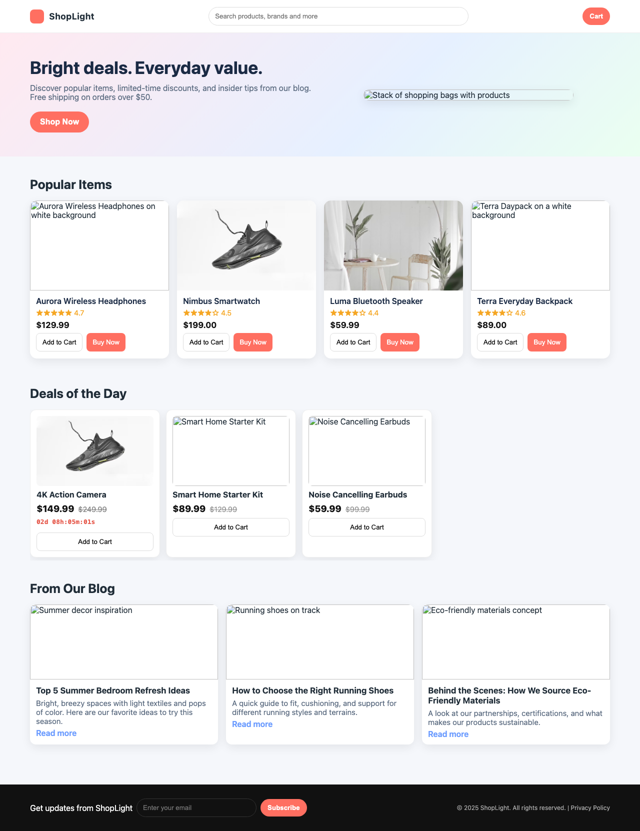 Screenshot sample 23 for shopping-home-page / GPT-5 Nano