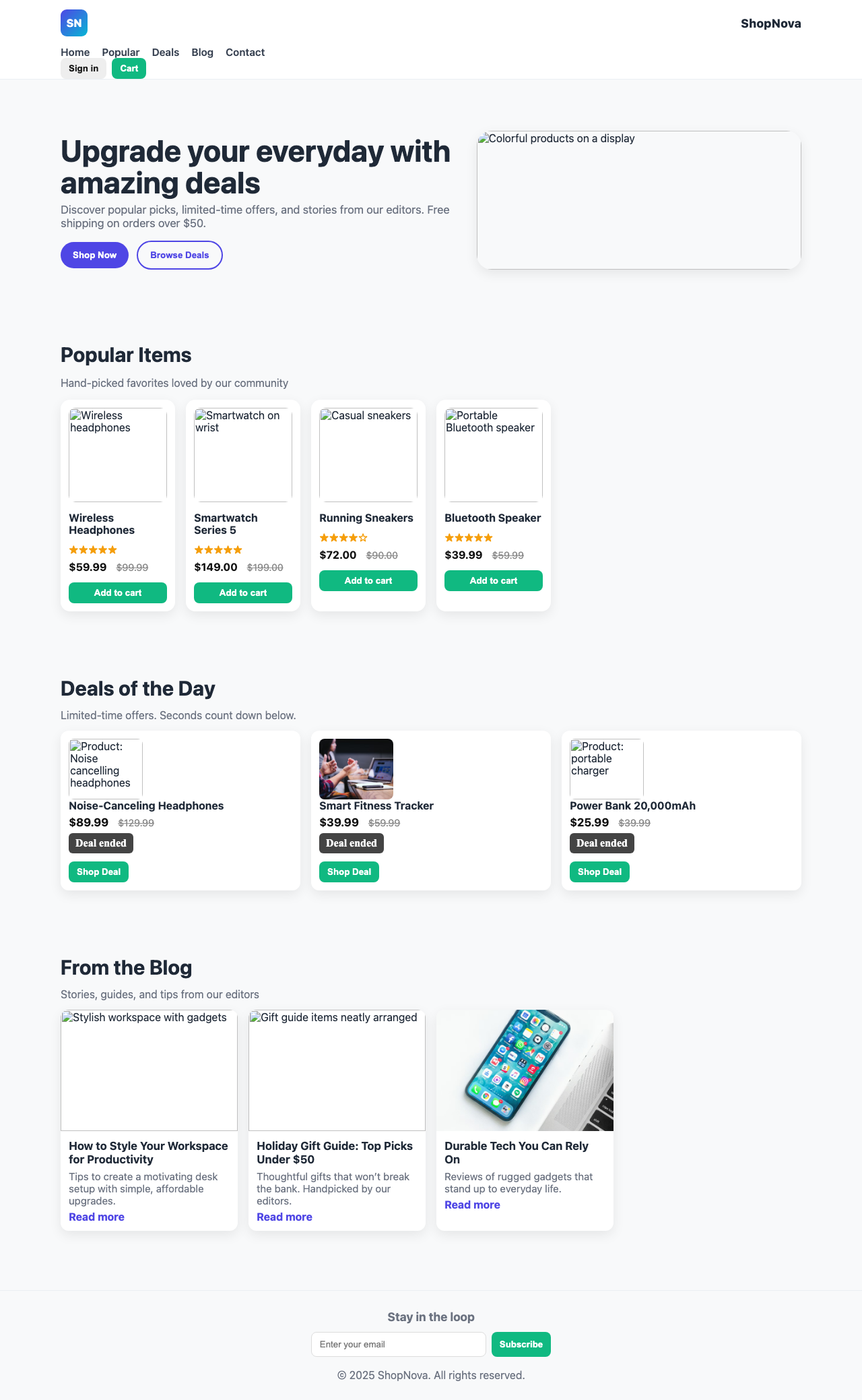 Screenshot sample 26 for shopping-home-page / GPT-5 Nano
