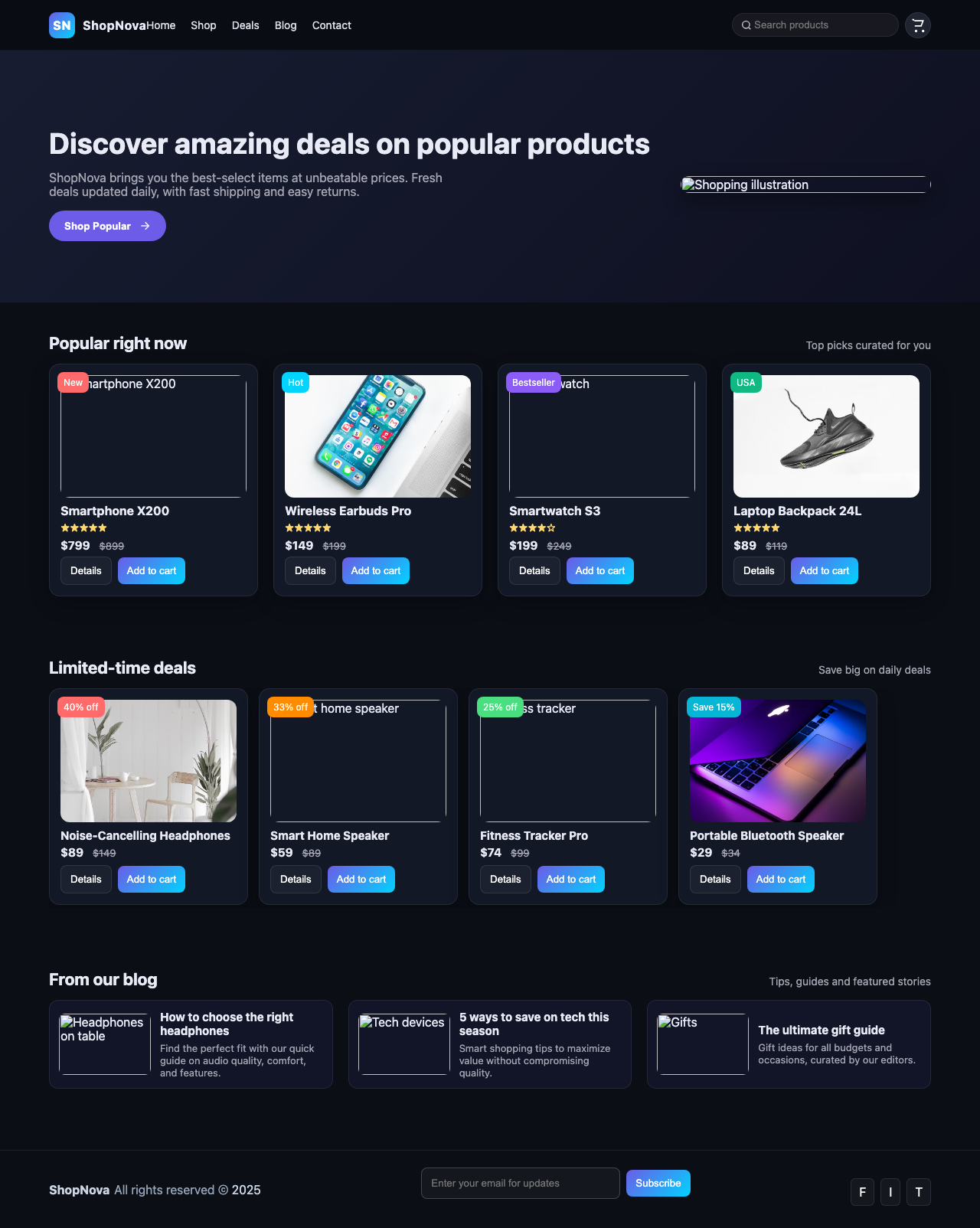 Screenshot sample 28 for shopping-home-page / GPT-5 Nano