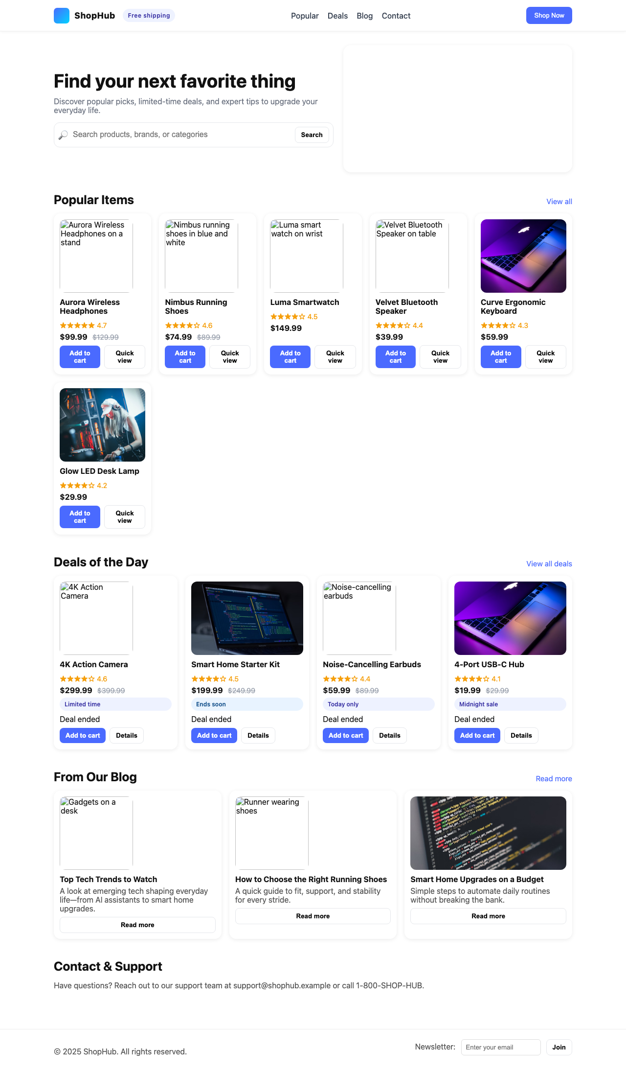 Screenshot sample 31 for shopping-home-page / GPT-5 Nano
