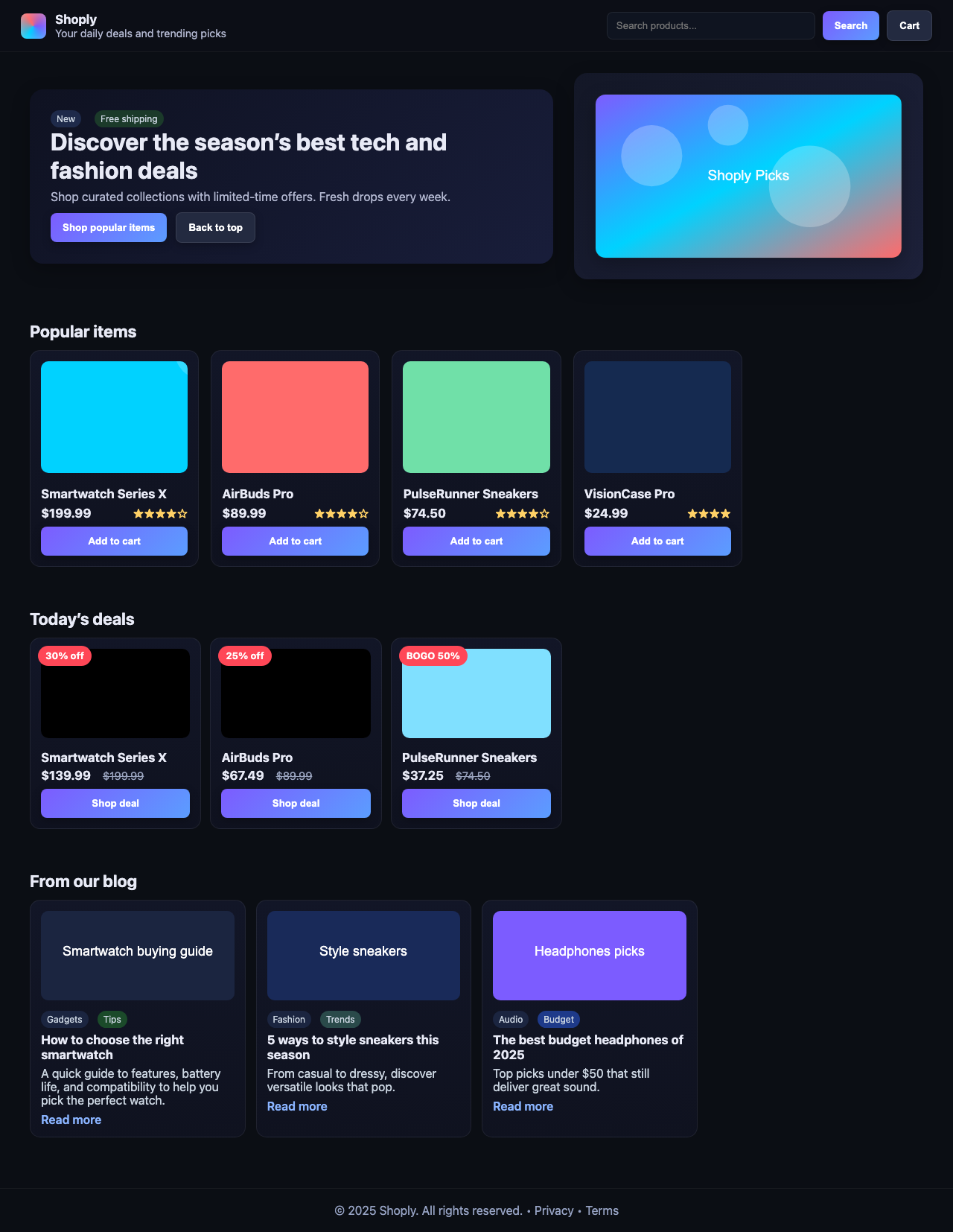 Screenshot sample 33 for shopping-home-page / GPT-5 Nano