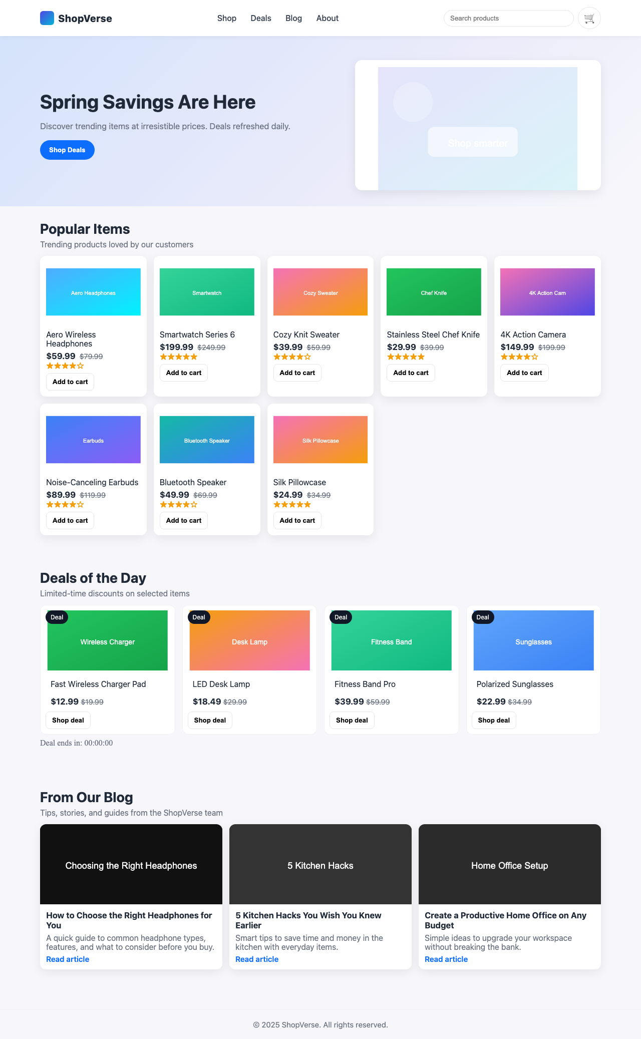 Screenshot sample 4 for shopping-home-page / GPT-5 Nano