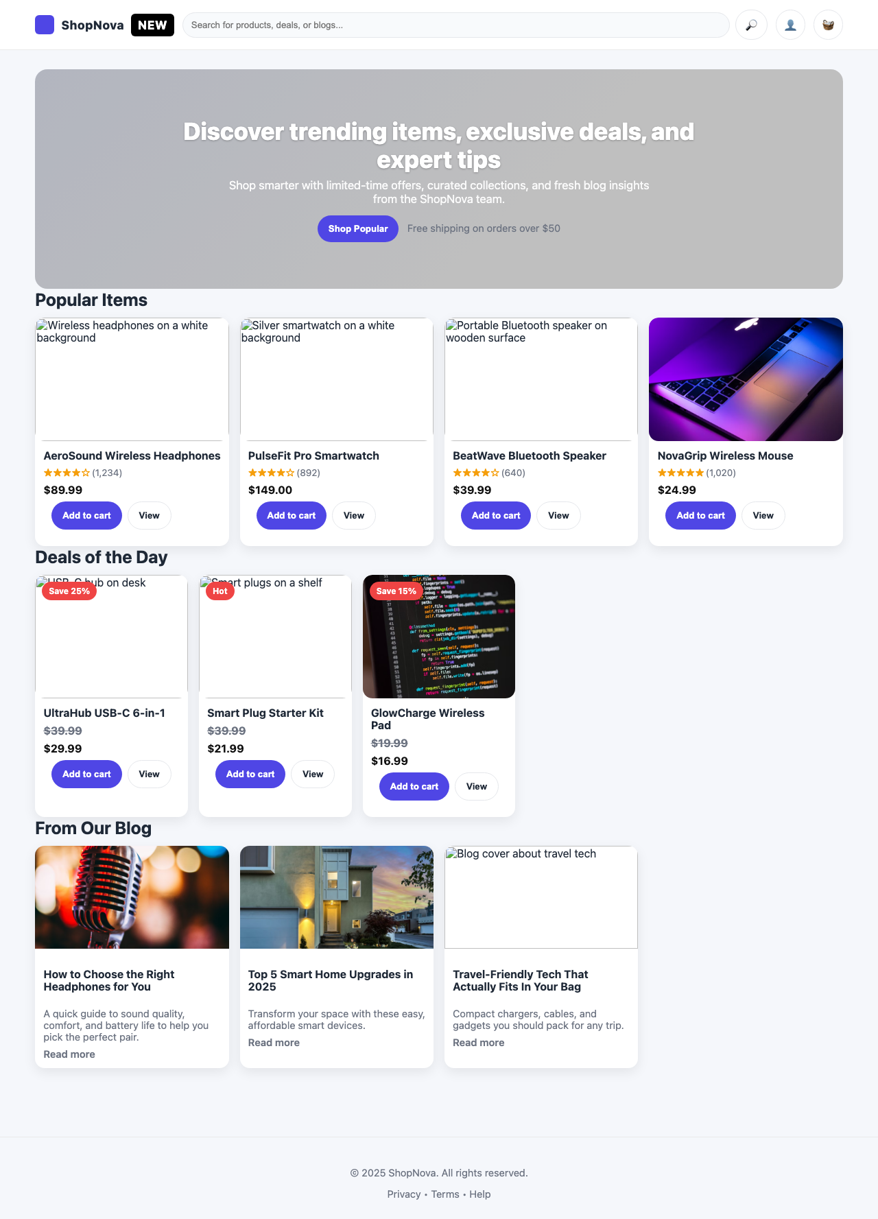 Screenshot sample 45 for shopping-home-page / GPT-5 Nano