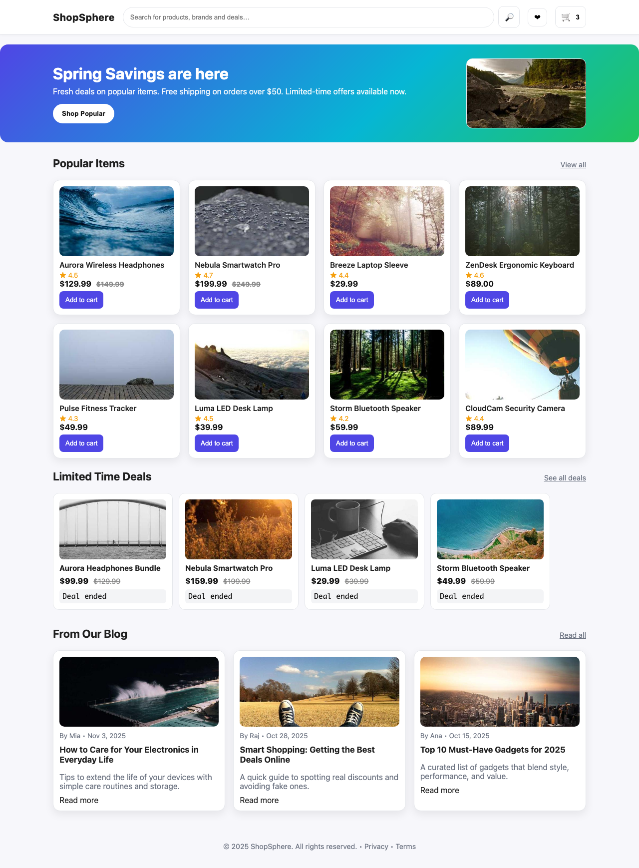 Screenshot sample 5 for shopping-home-page / GPT-5 Nano