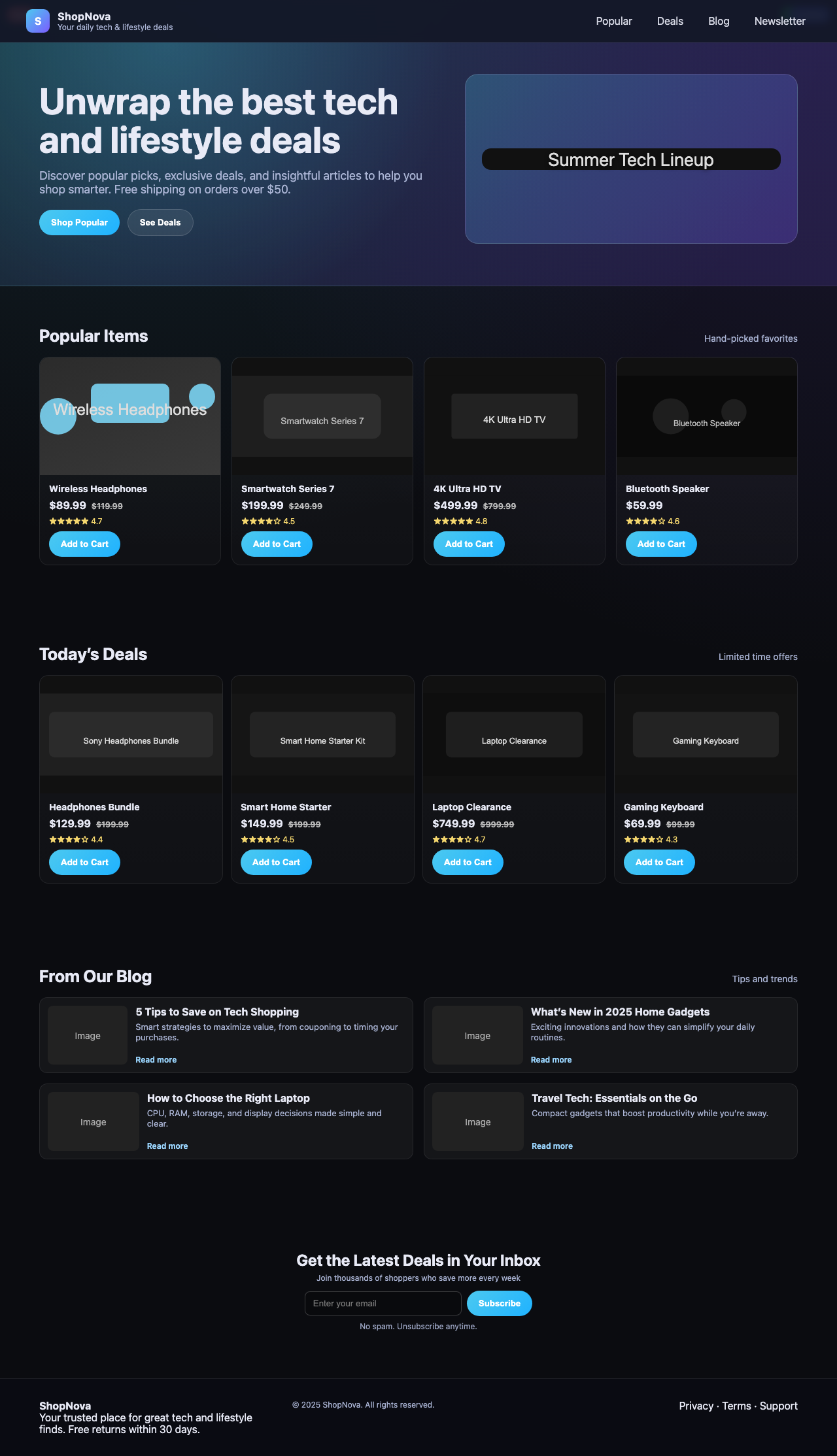 Screenshot sample 50 for shopping-home-page / GPT-5 Nano