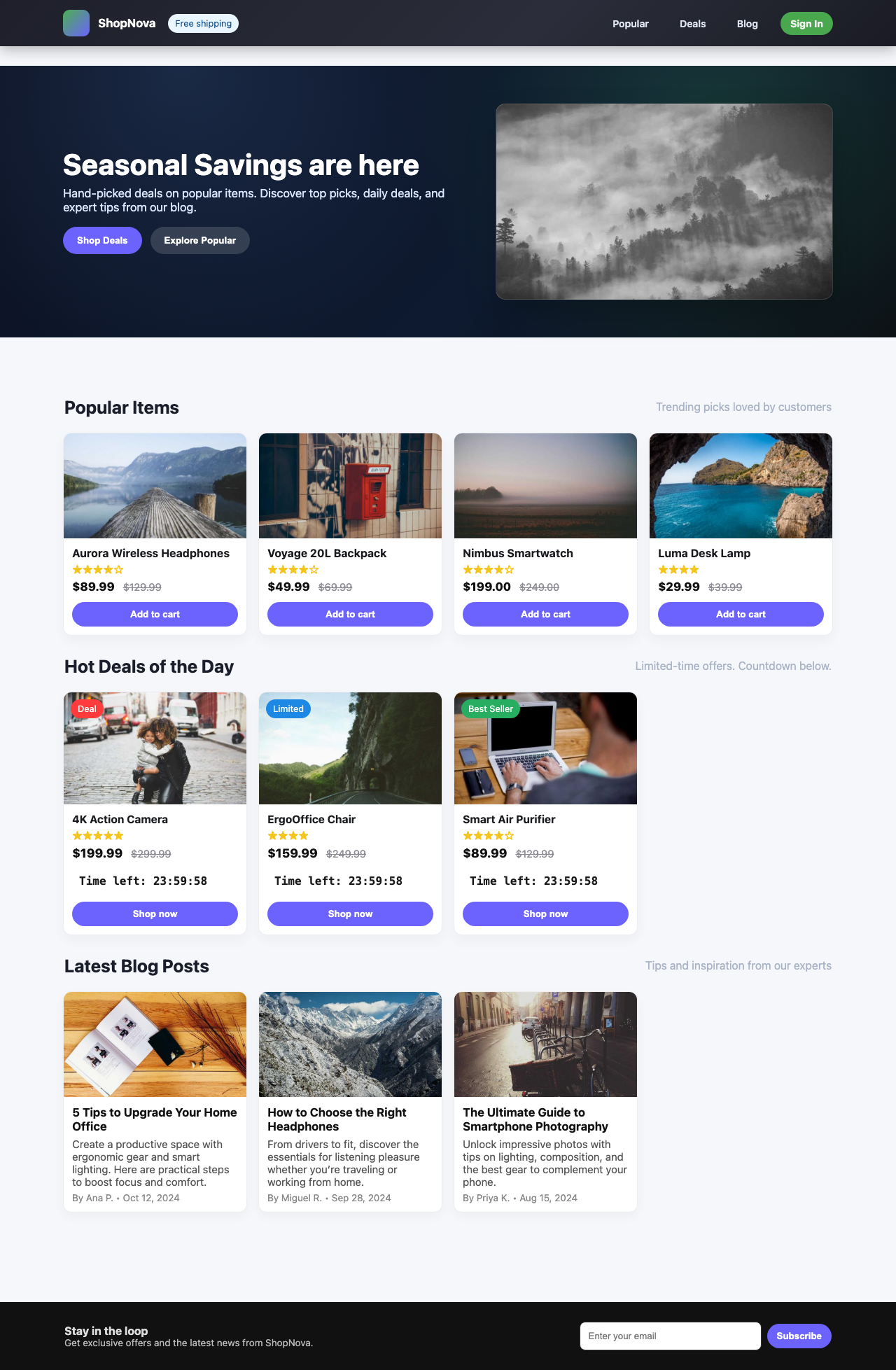 Screenshot sample 52 for shopping-home-page / GPT-5 Nano