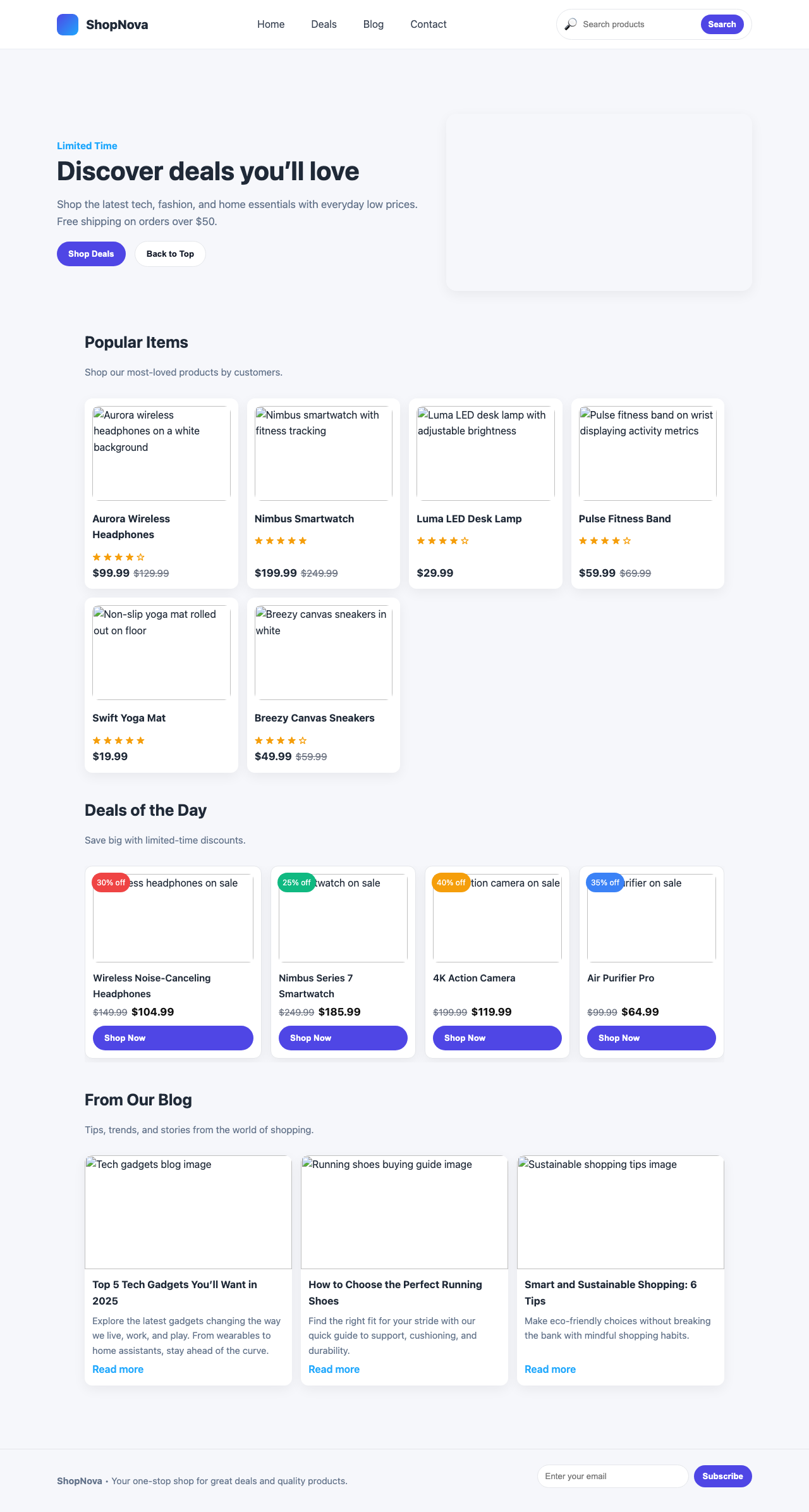 Screenshot sample 62 for shopping-home-page / GPT-5 Nano
