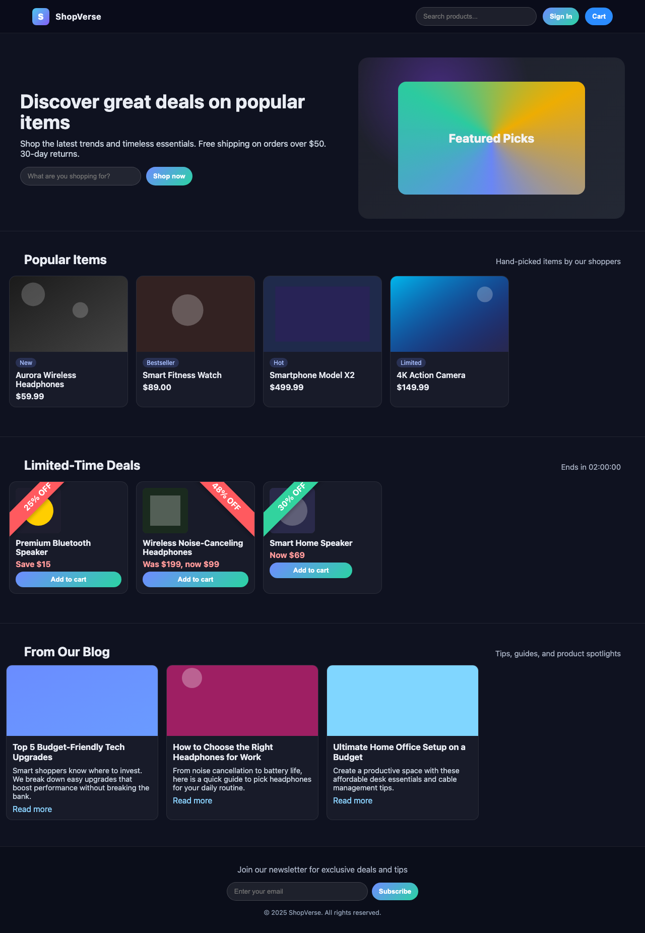 Screenshot sample 64 for shopping-home-page / GPT-5 Nano