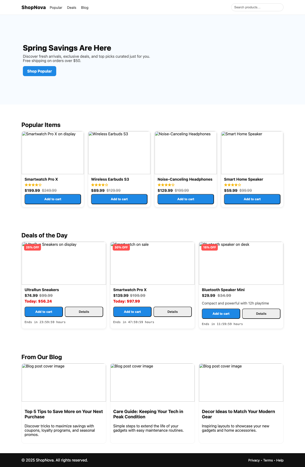 Screenshot sample 65 for shopping-home-page / GPT-5 Nano