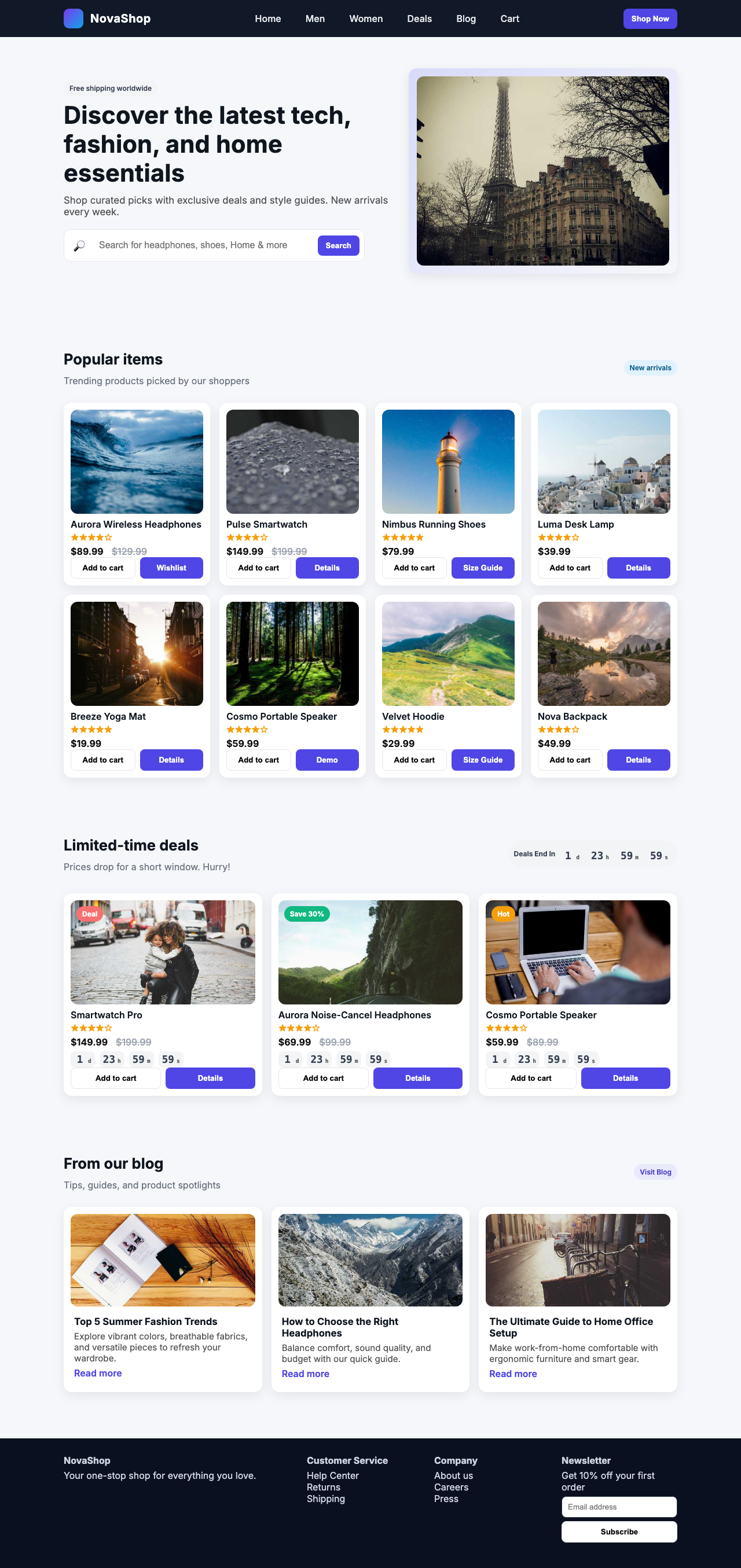 Screenshot sample 66 for shopping-home-page / GPT-5 Nano