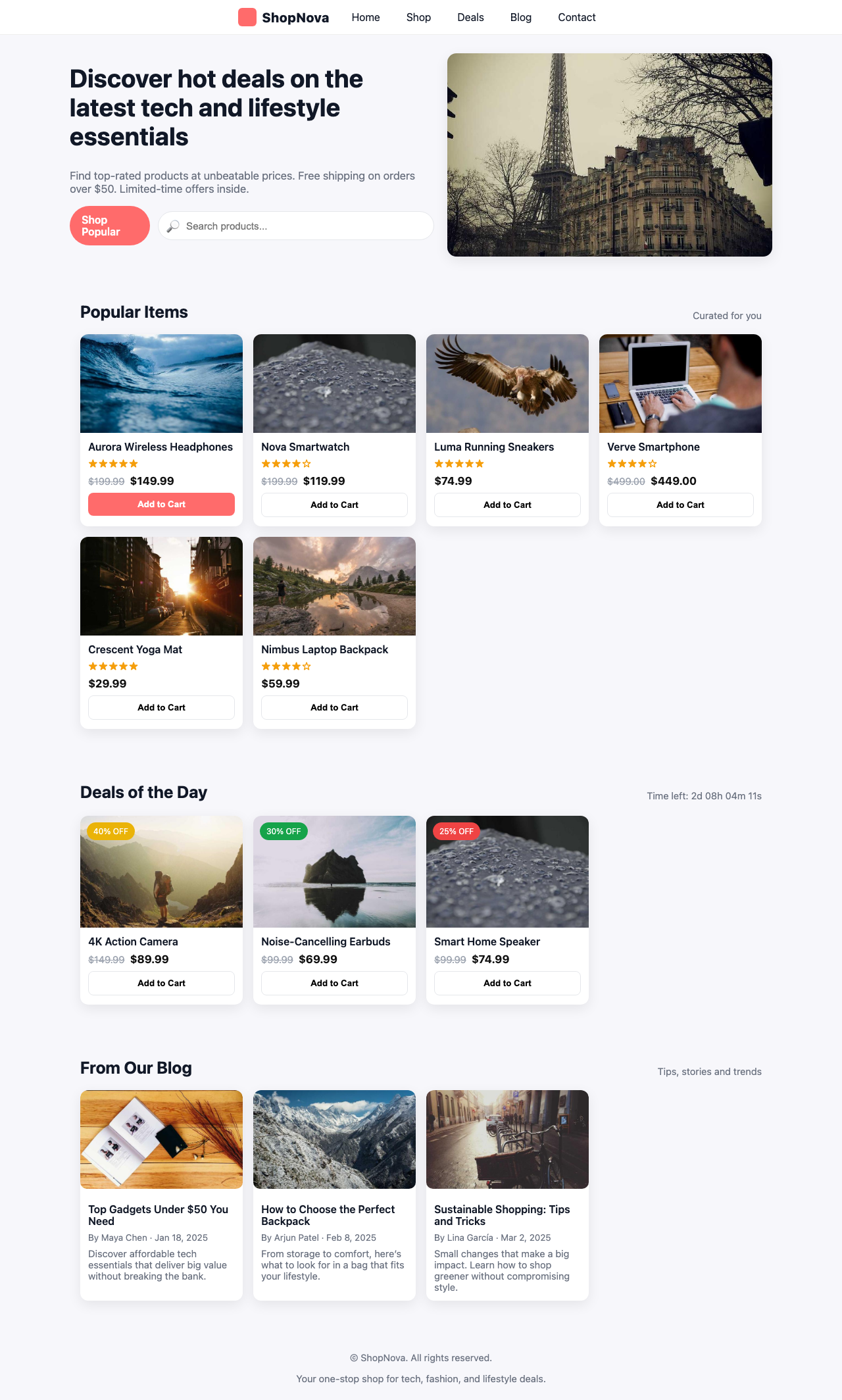 Screenshot sample 7 for shopping-home-page / GPT-5 Nano