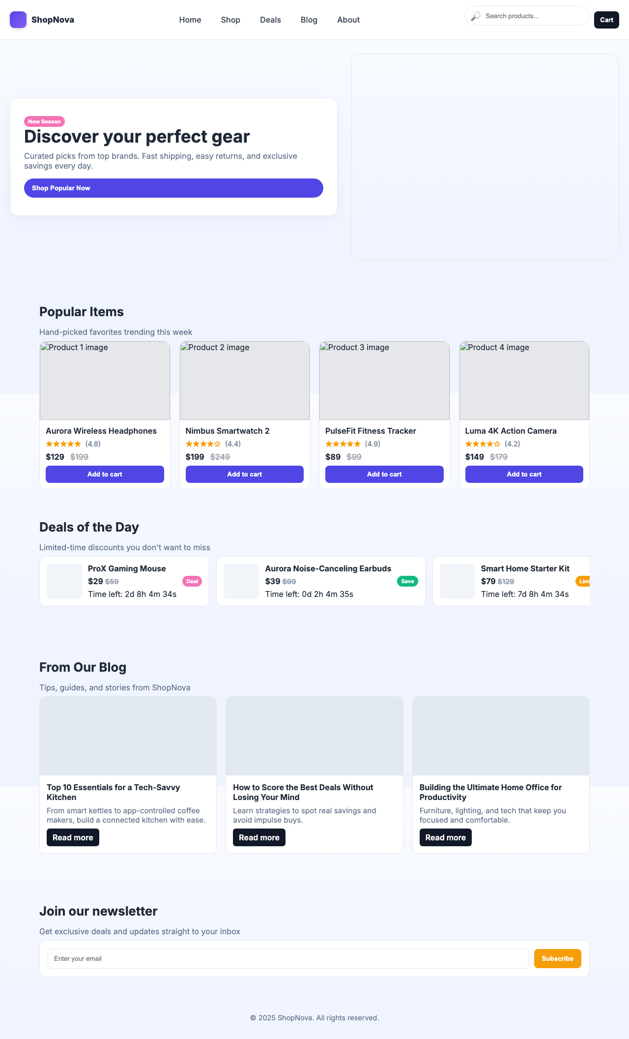 Screenshot sample 70 for shopping-home-page / GPT-5 Nano
