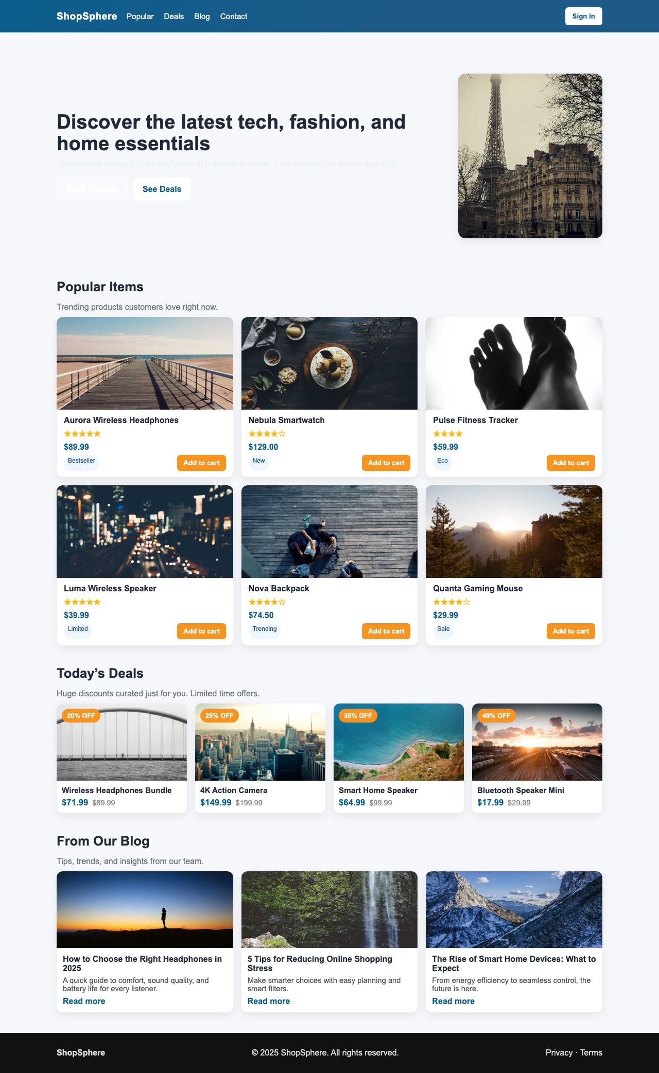 Screenshot sample 72 for shopping-home-page / GPT-5 Nano