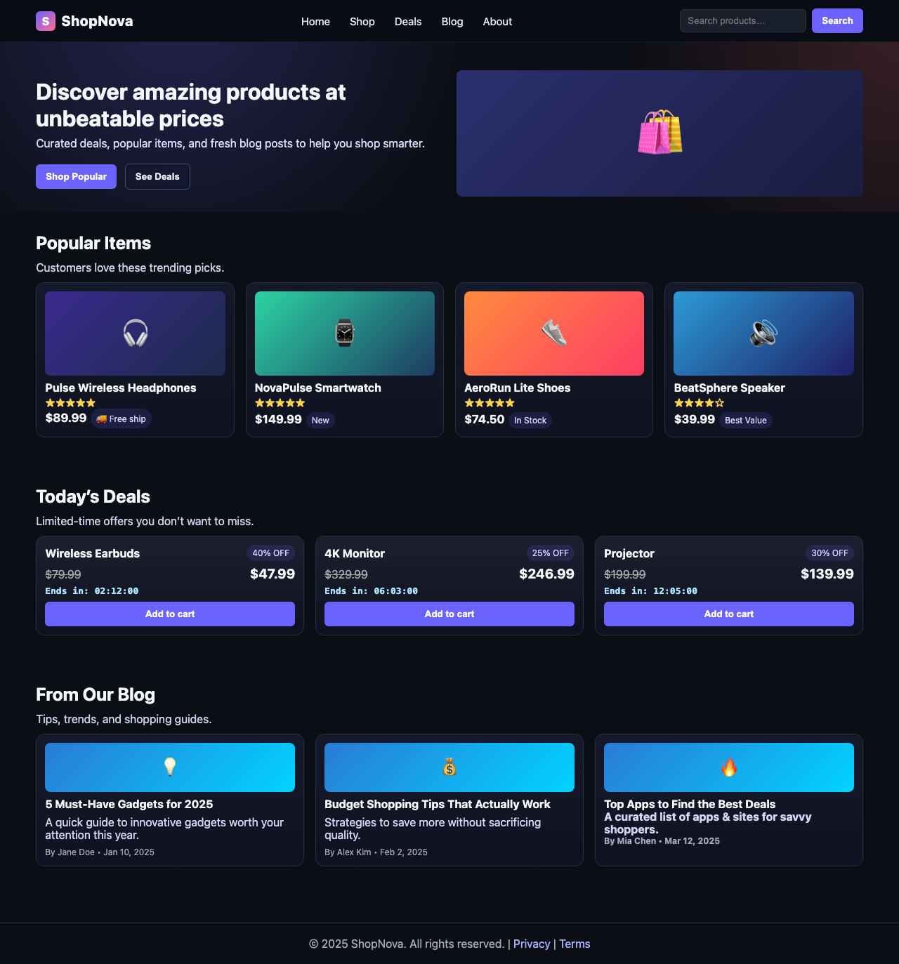 Screenshot sample 74 for shopping-home-page / GPT-5 Nano