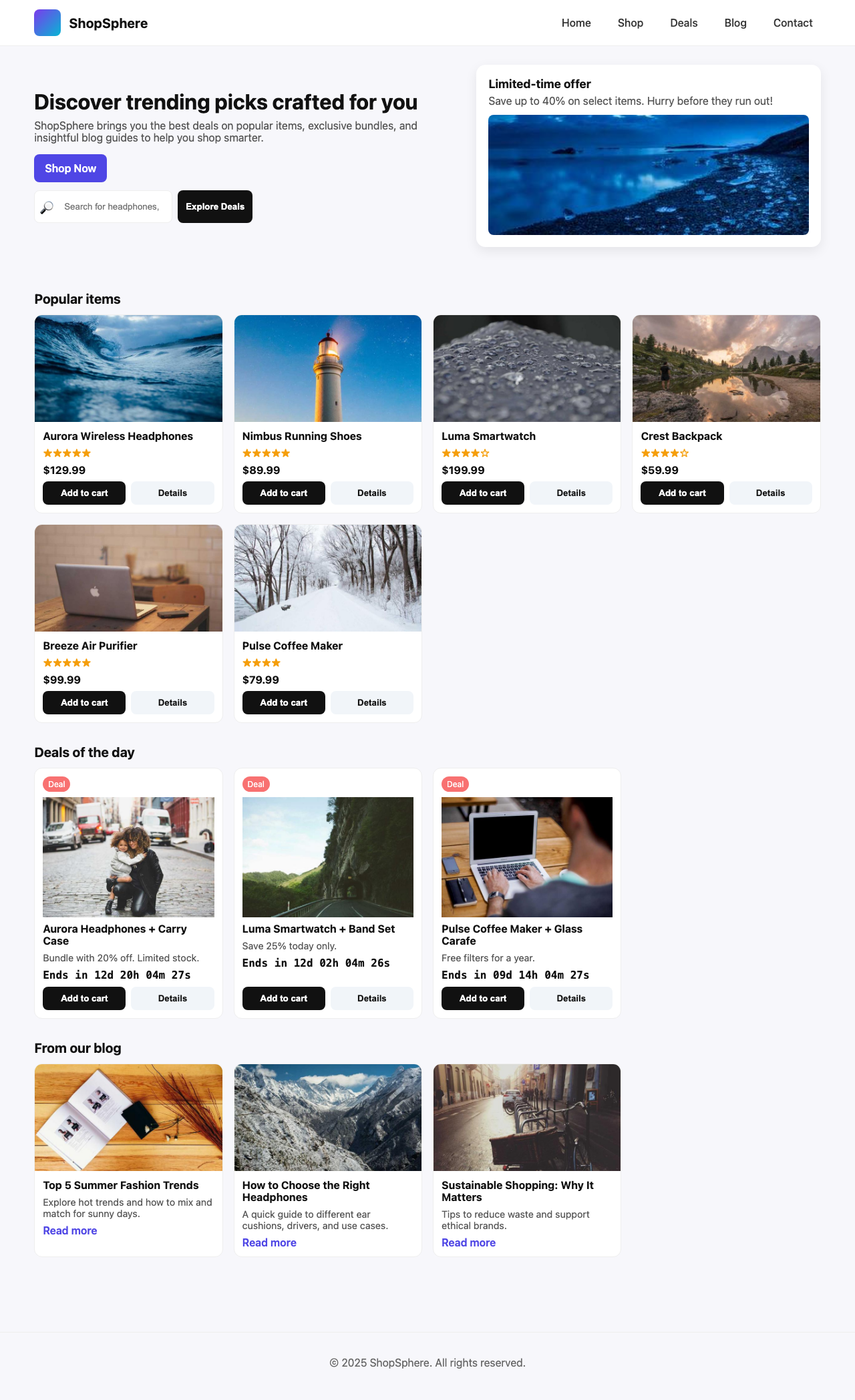 Screenshot sample 75 for shopping-home-page / GPT-5 Nano