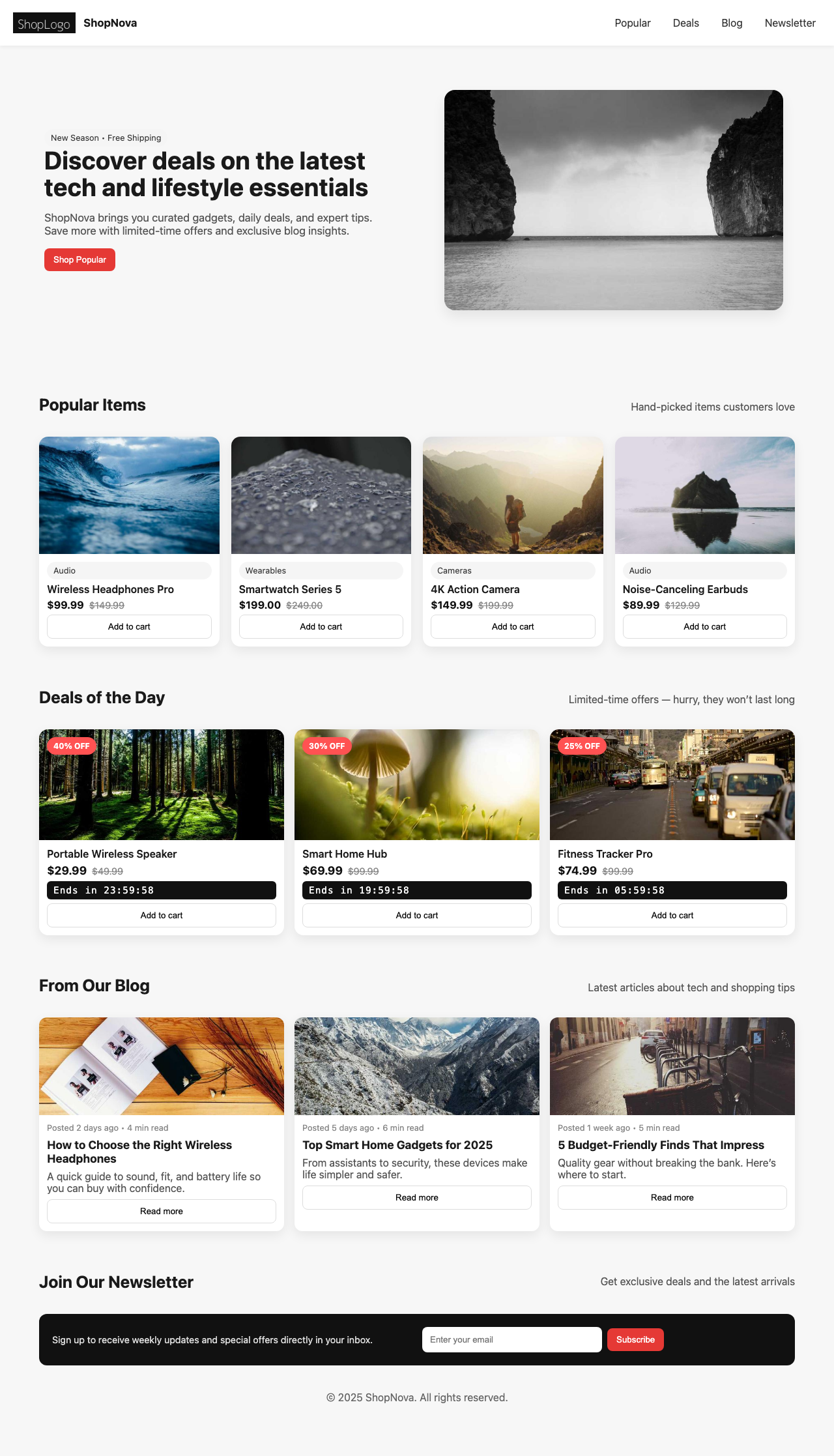 Screenshot sample 8 for shopping-home-page / GPT-5 Nano