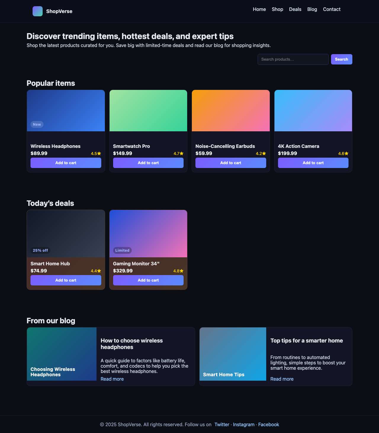 Screenshot sample 85 for shopping-home-page / GPT-5 Nano