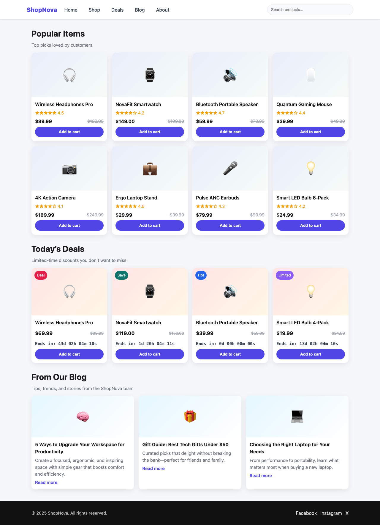 Screenshot sample 87 for shopping-home-page / GPT-5 Nano