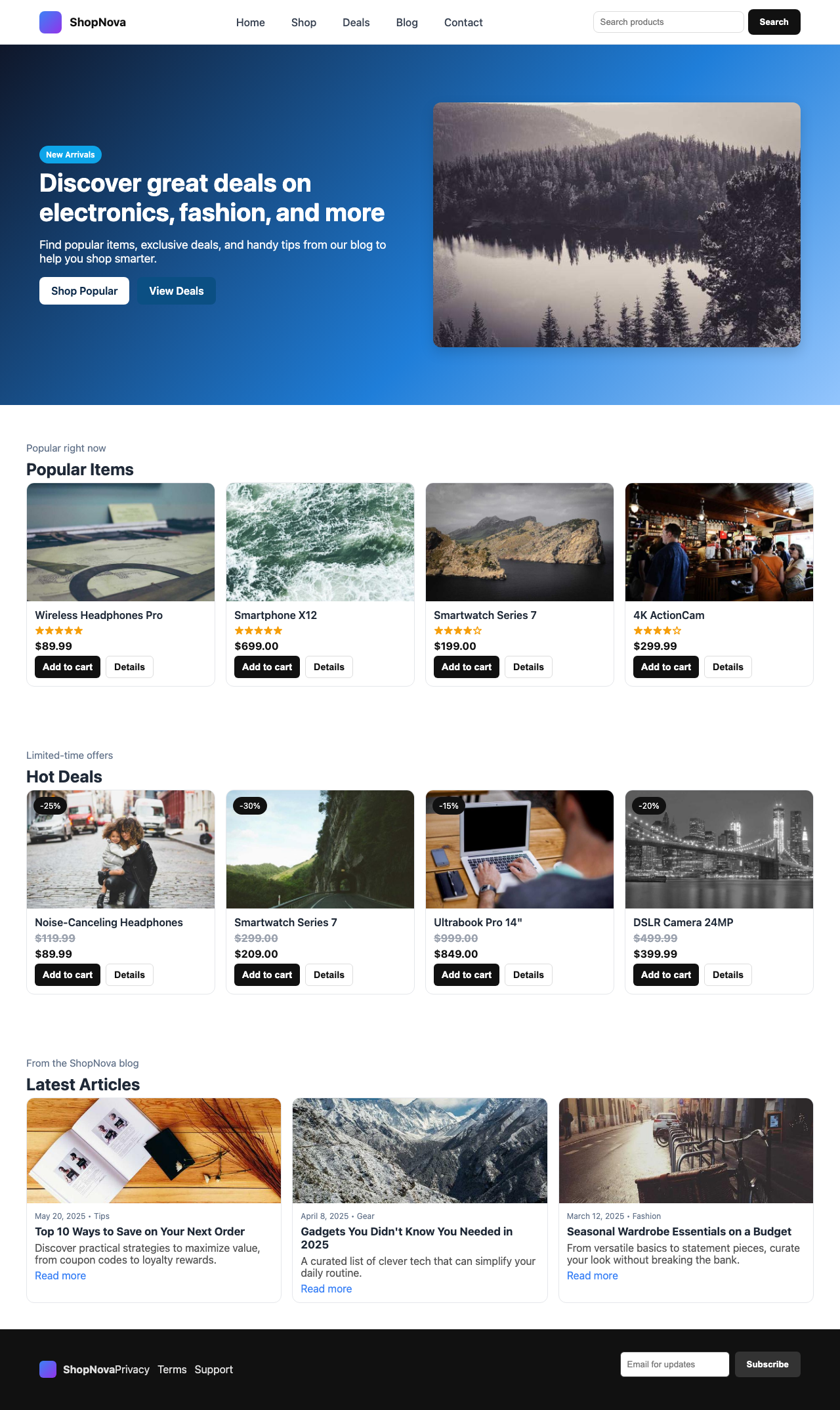 Screenshot sample 9 for shopping-home-page / GPT-5 Nano